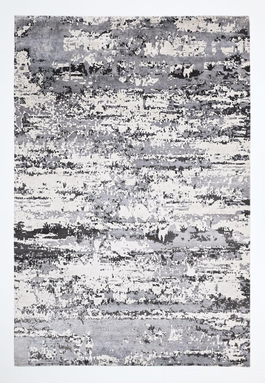 Moderner Teppich aus Wolle und Seide mit abstraktem Design der Moderne (Handgeknüpft) im Angebot
