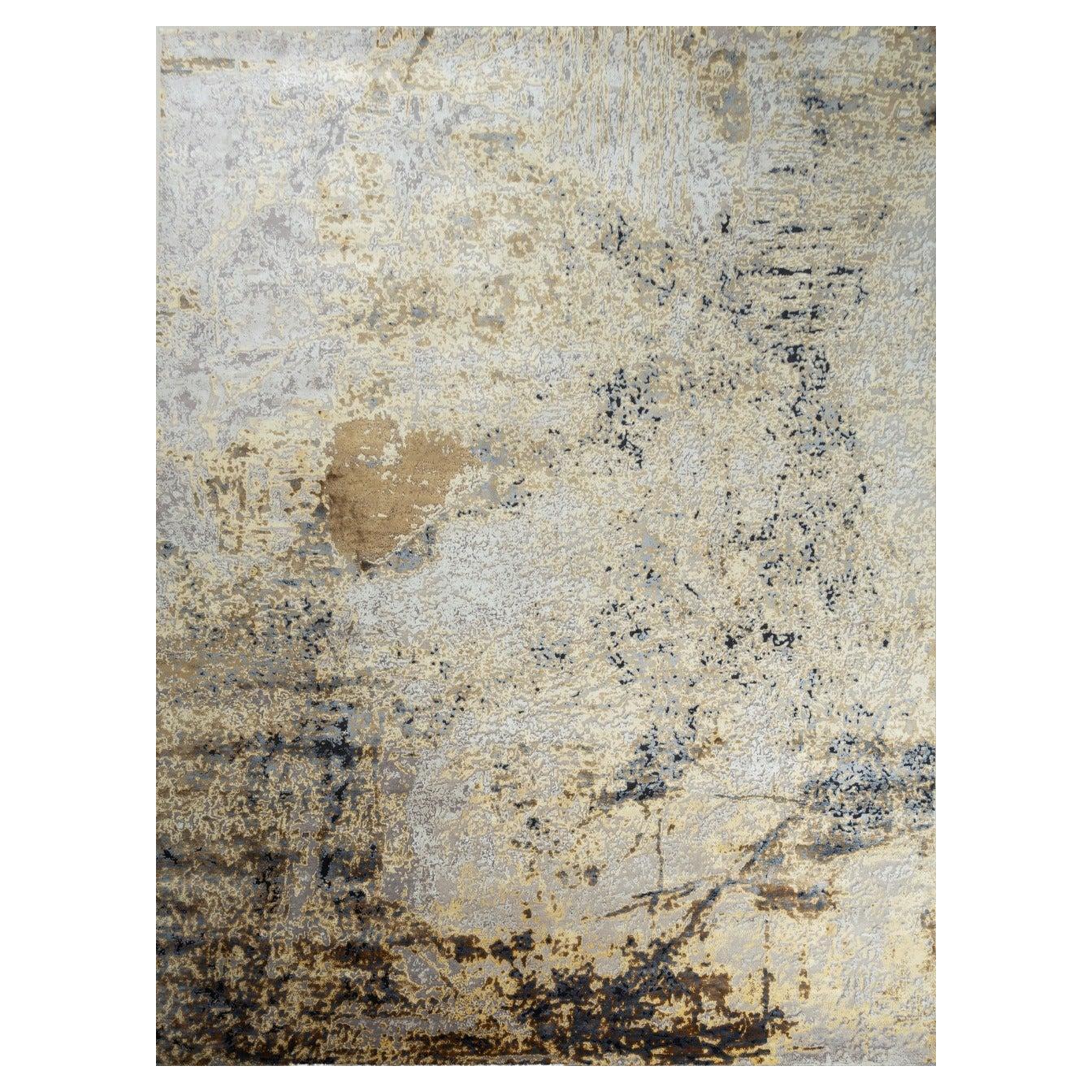 New Modern Abstract Design Wool and Silk Rug For Sale