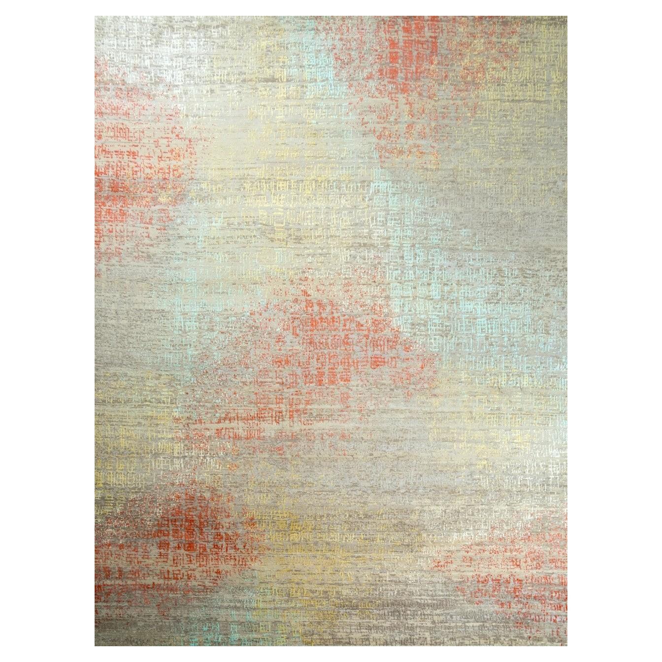 New Modern Abstract Design Wool and Silk Rug For Sale