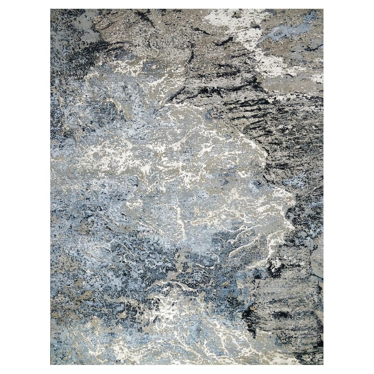 New Modern Abstract Design Wool and Silk Rug For Sale