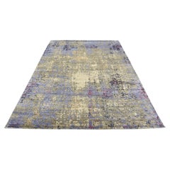 Moderner Teppich aus Wolle und Seide mit abstraktem Design der Moderne