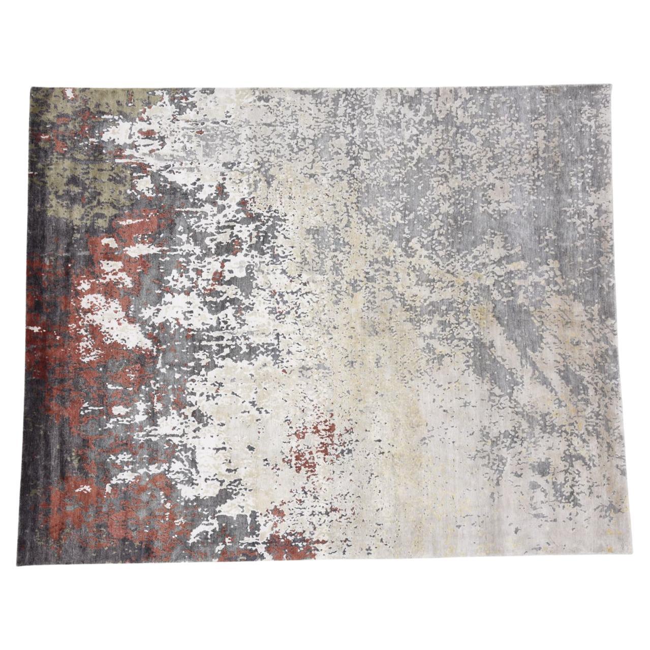 New Modern Abstract Design Wool and Silk Rug For Sale