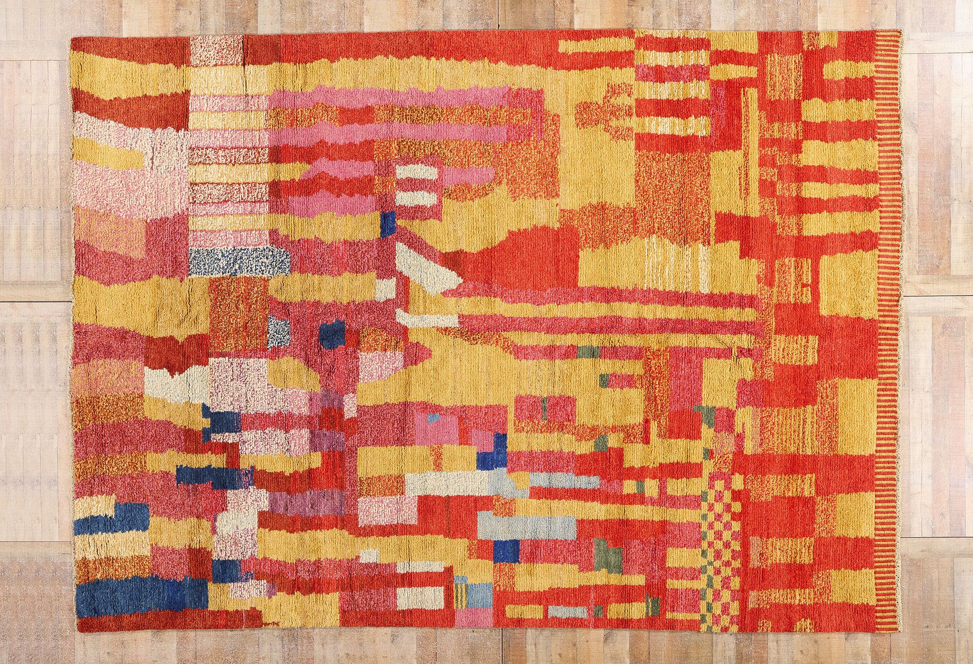 New Modern Abstract Moroccan Carpet with Expressionist Style For Sale 1