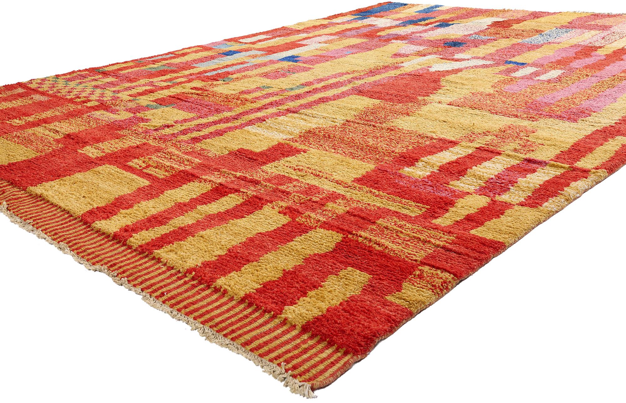 Pakistani New Modern Abstract Moroccan Carpet with Expressionist Style For Sale