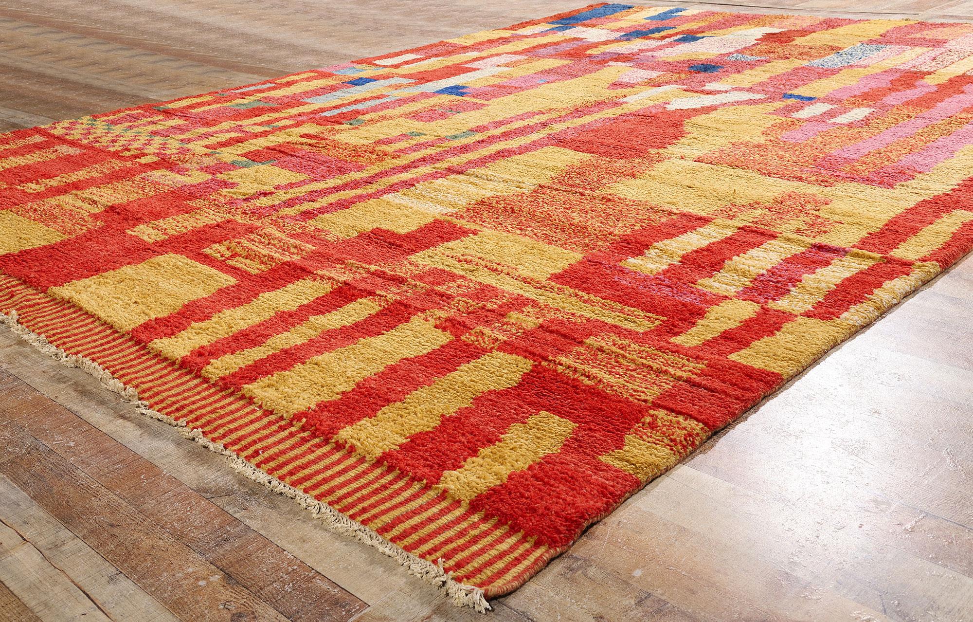 Hand-Knotted New Modern Abstract Moroccan Carpet with Expressionist Style For Sale