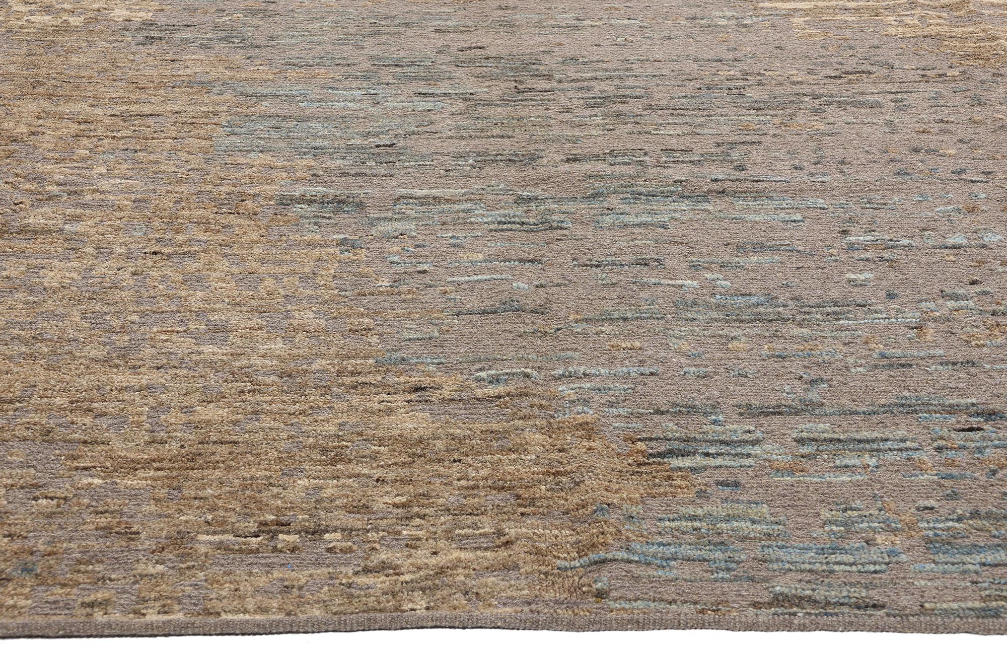 Contemporary New Modern Abstract Soumak Carpet, Earth-Tone Elegance Meets Biophilic Design For Sale