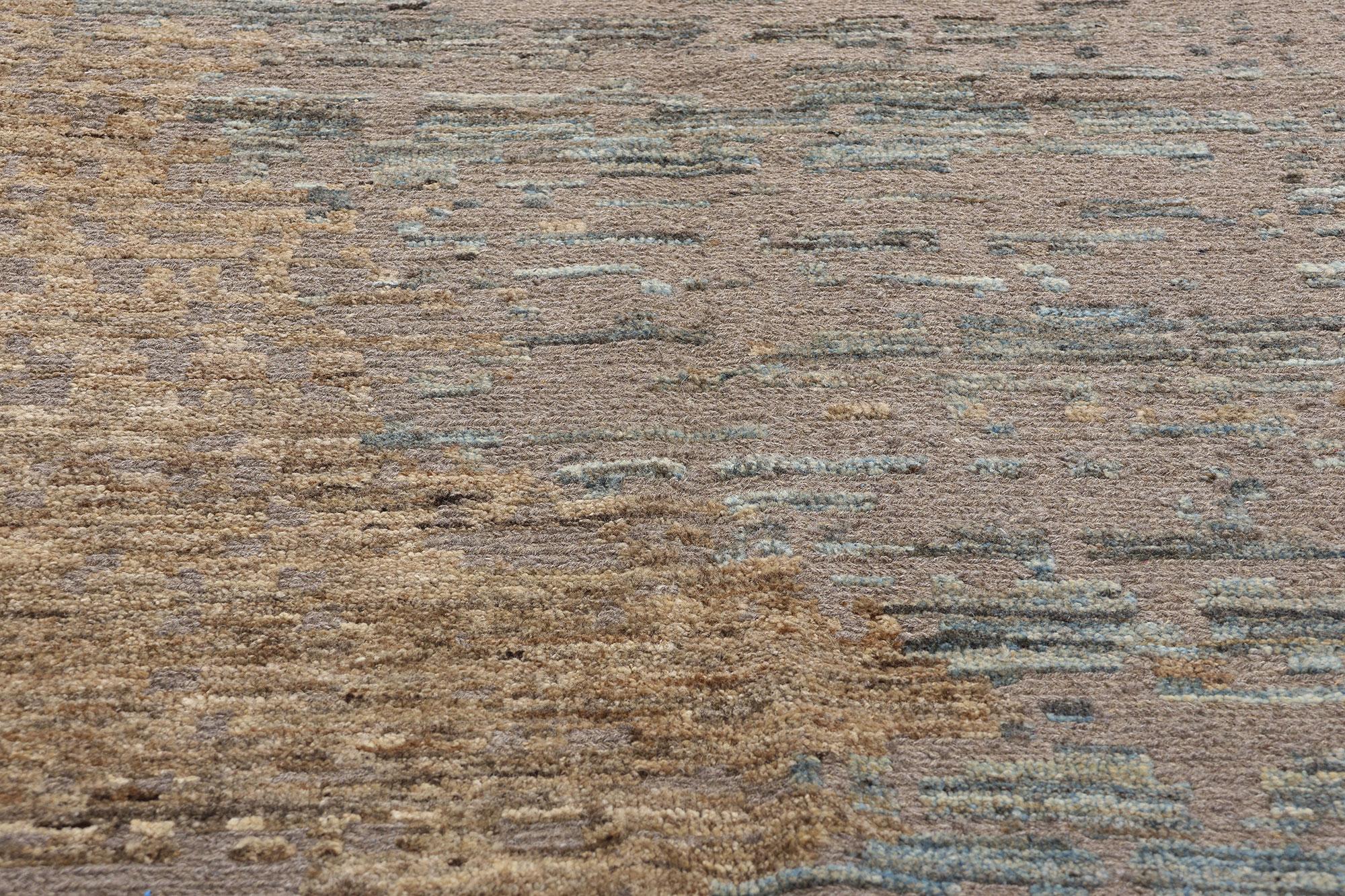 Wool New Modern Abstract Soumak Carpet, Earth-Tone Elegance Meets Biophilic Design For Sale
