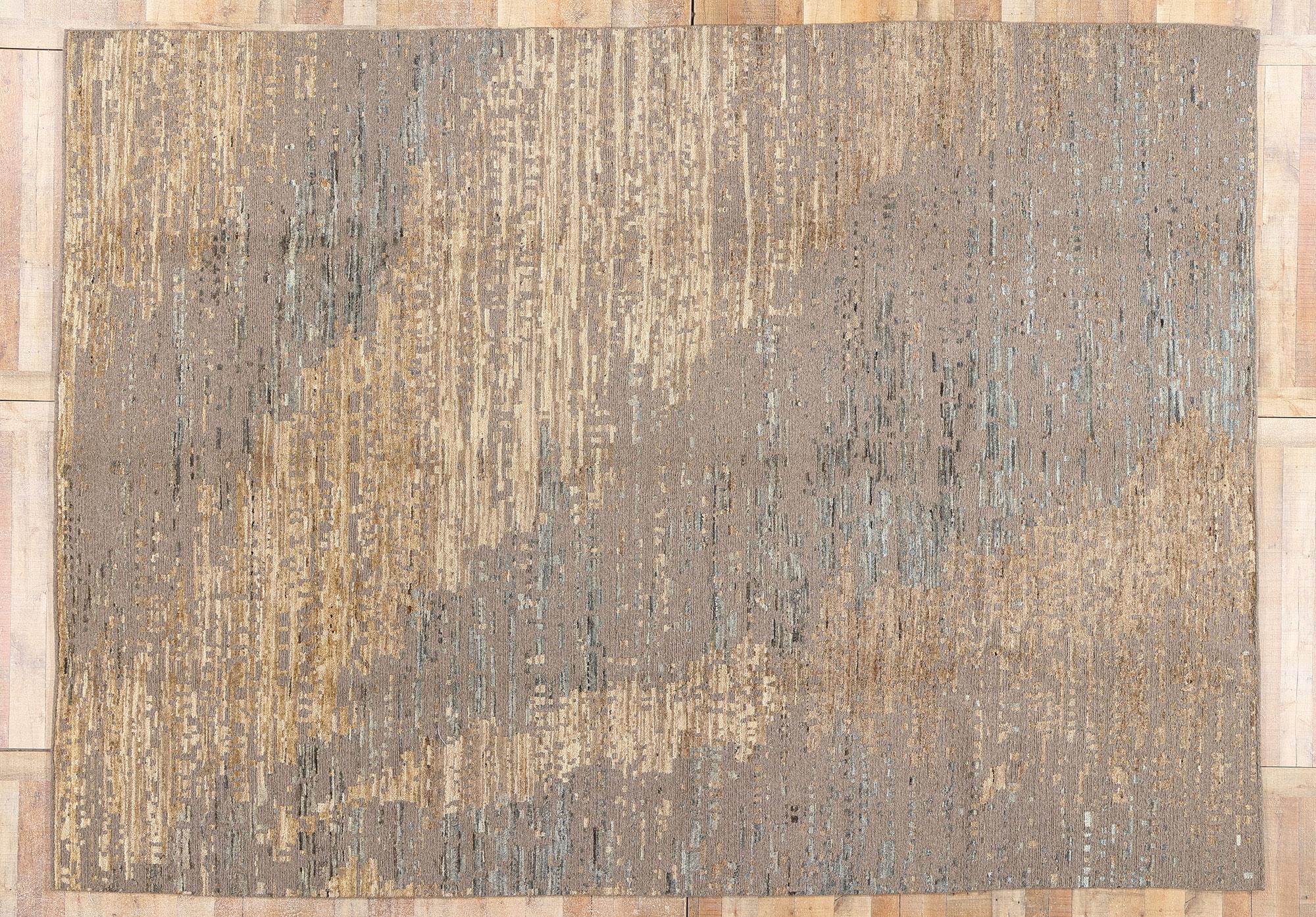 New Modern Abstract Soumak Carpet, Earth-Tone Elegance Meets Biophilic Design For Sale 2