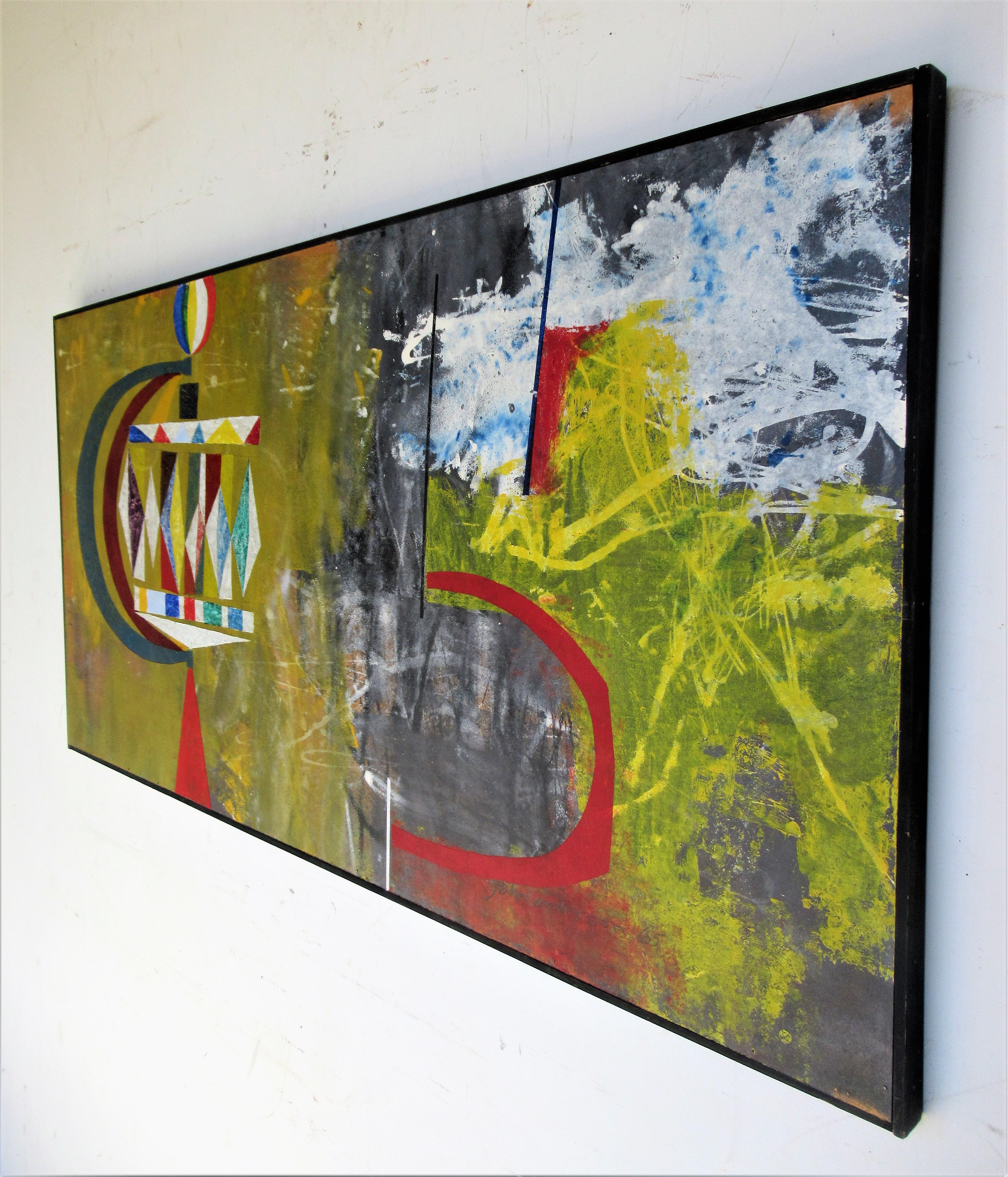 Masonite New Modern Art Movement Abstract Painting by John Anderson, 1965