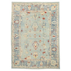 Nuovo tappeto turco Oushak Azul moderno con stile tradizionale