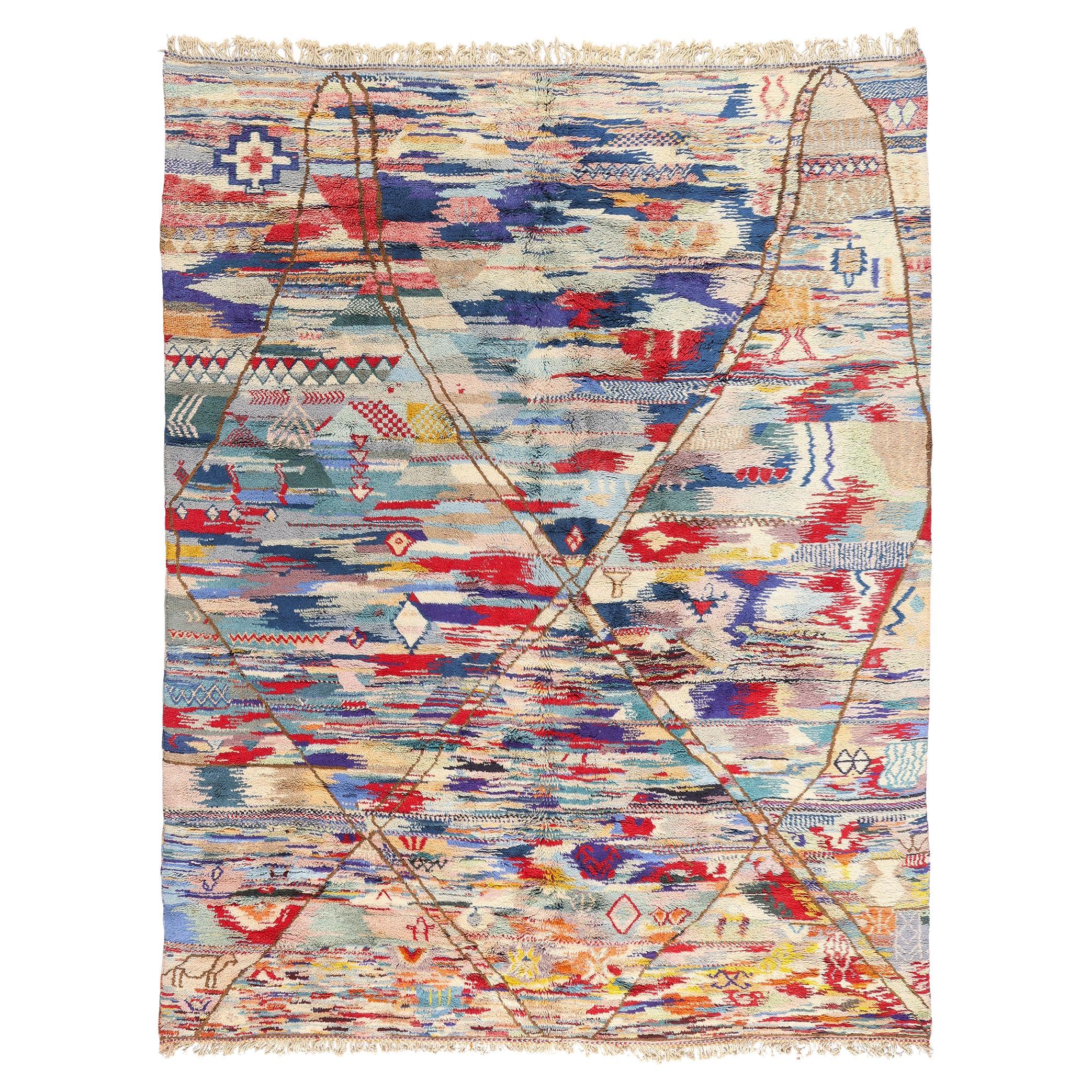 New Modern Beni Mrirt Moroccan Rug with Abstract Expressionist Style