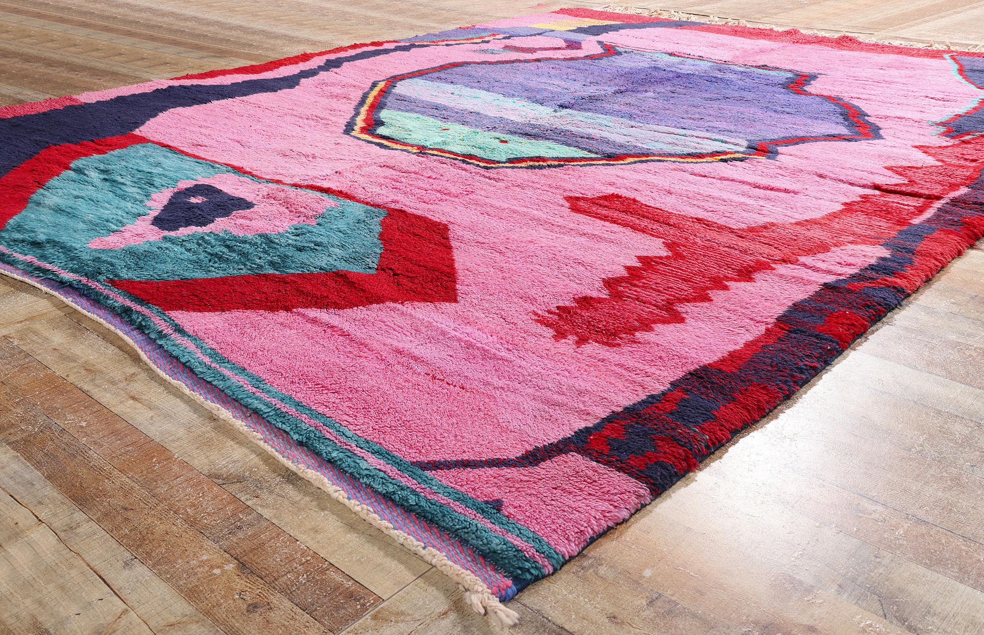 Wool New Colorful Modern Berber Beni Mrirt Moroccan Carpet with Expressionist Style For Sale
