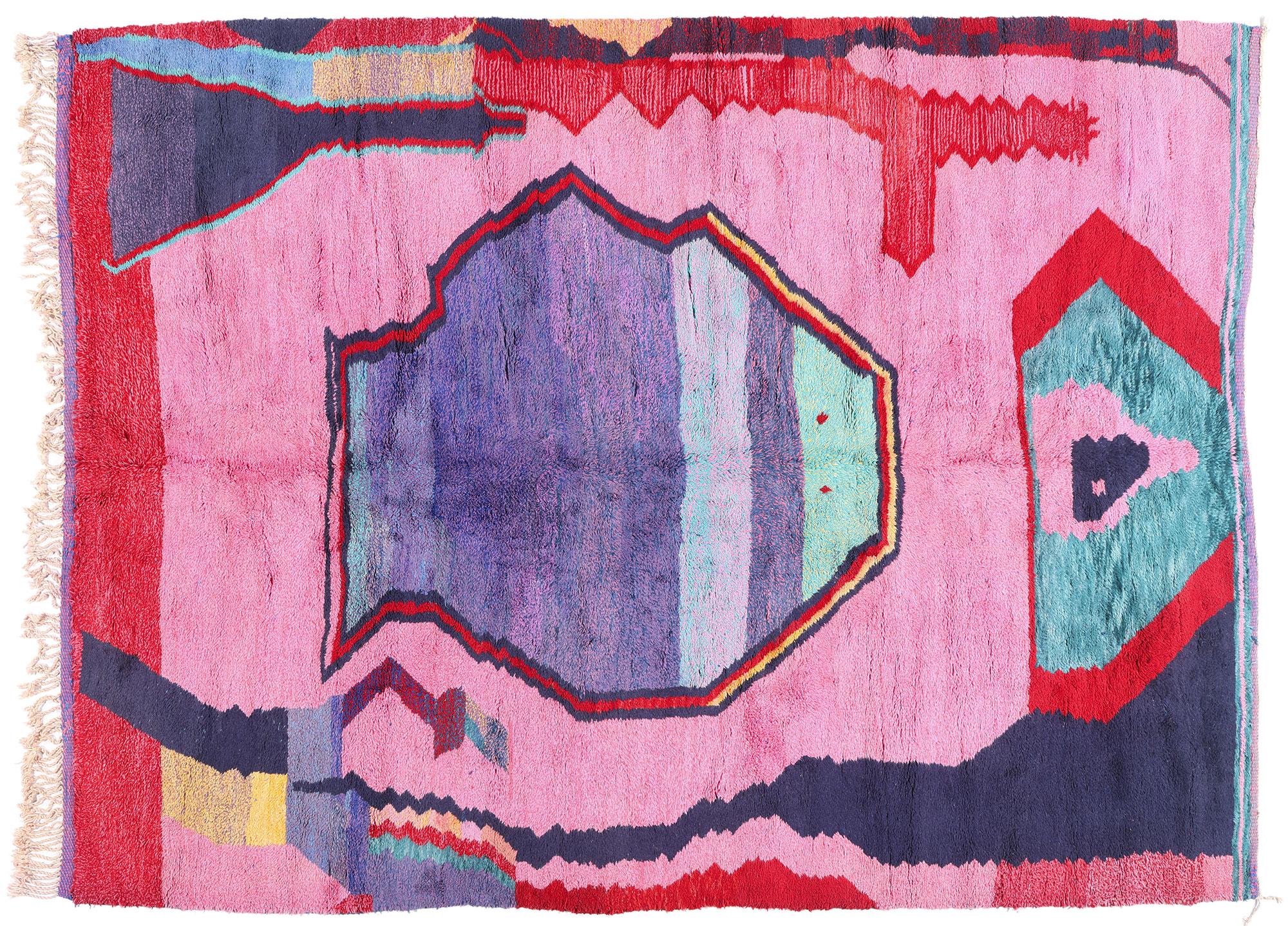 New Colorful Modern Berber Beni Mrirt Moroccan Carpet with Expressionist Style For Sale 5