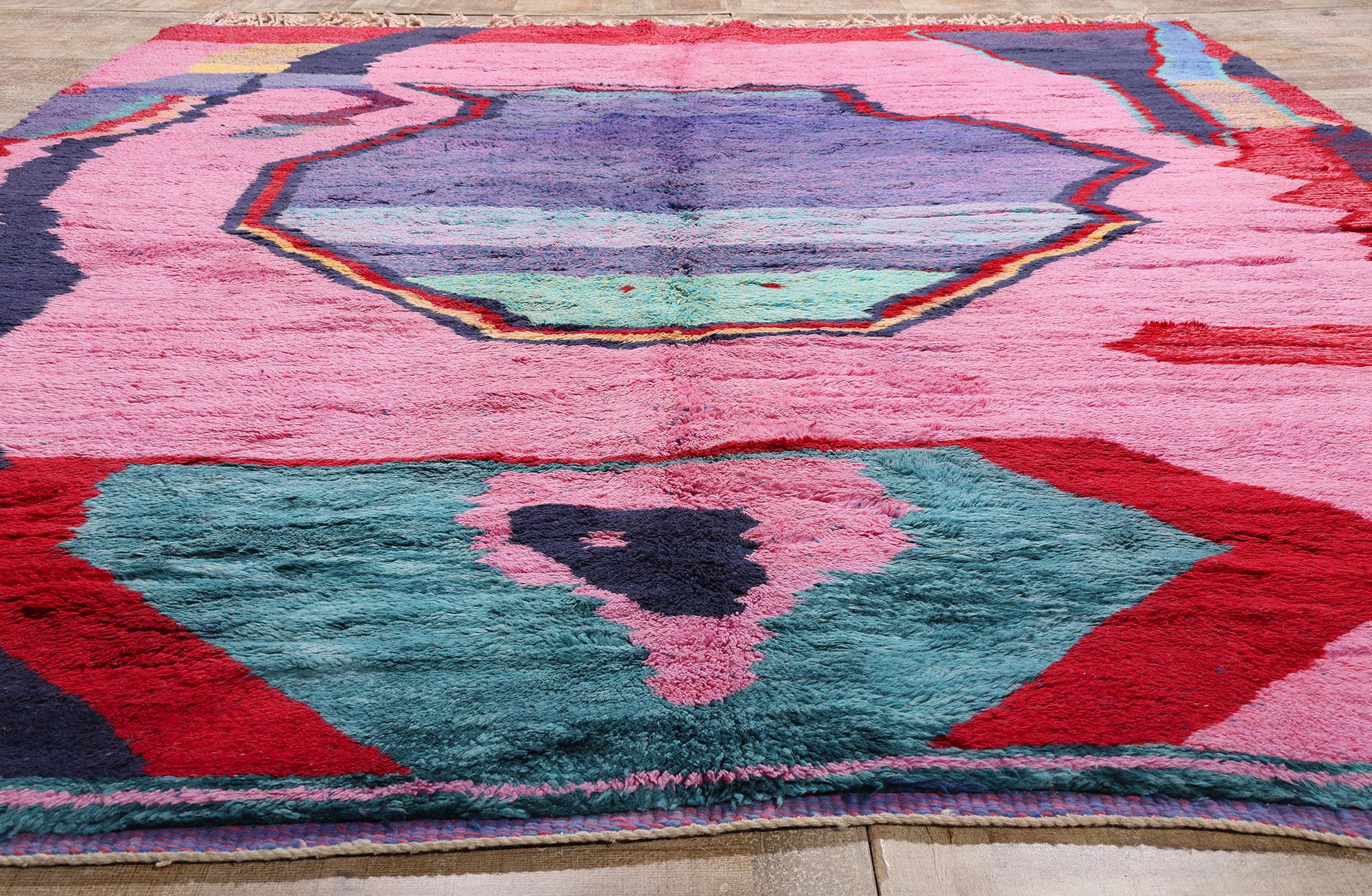 Hand-Knotted New Colorful Modern Berber Beni Mrirt Moroccan Carpet with Expressionist Style For Sale