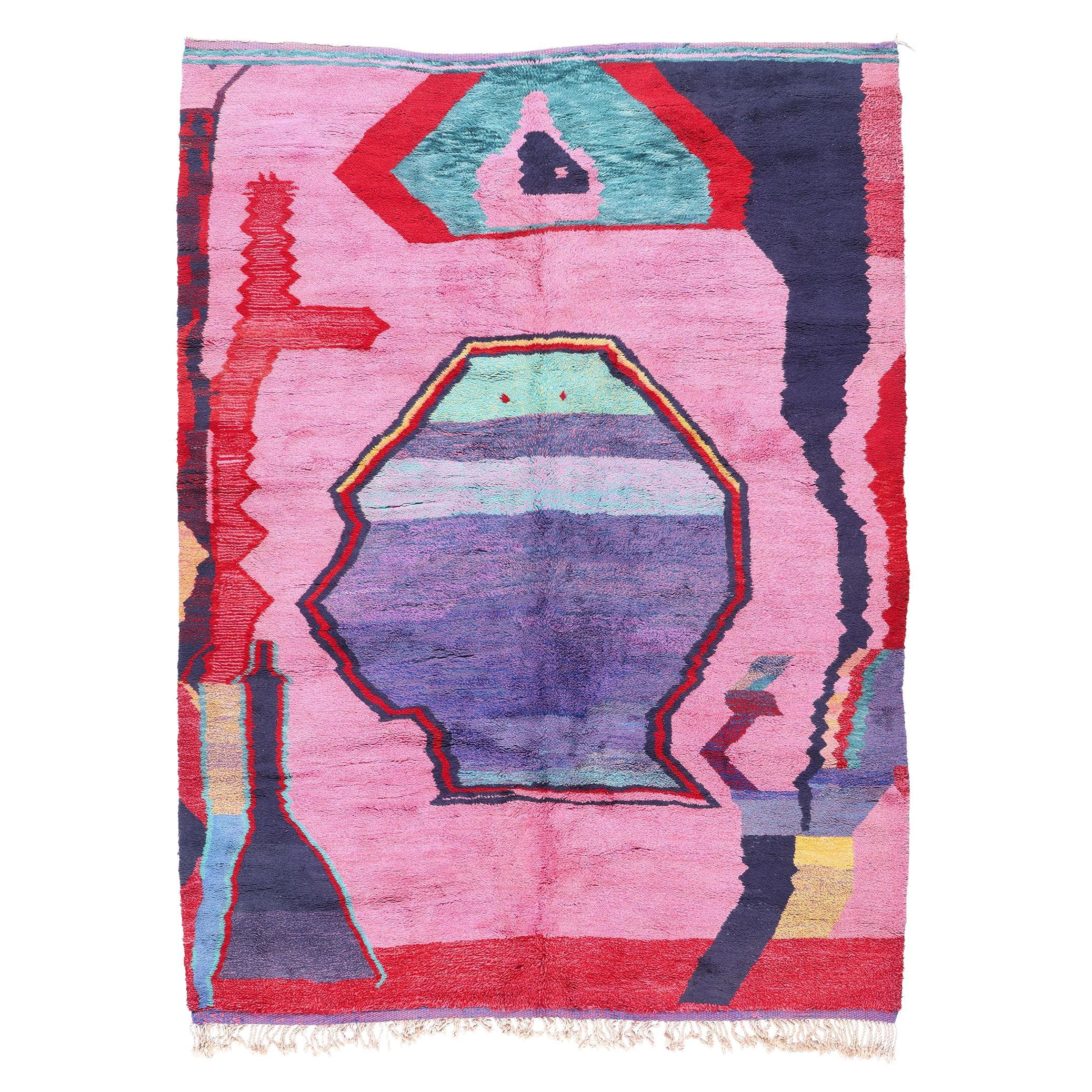 New Colorful Modern Berber Beni Mrirt Moroccan Carpet with Expressionist Style