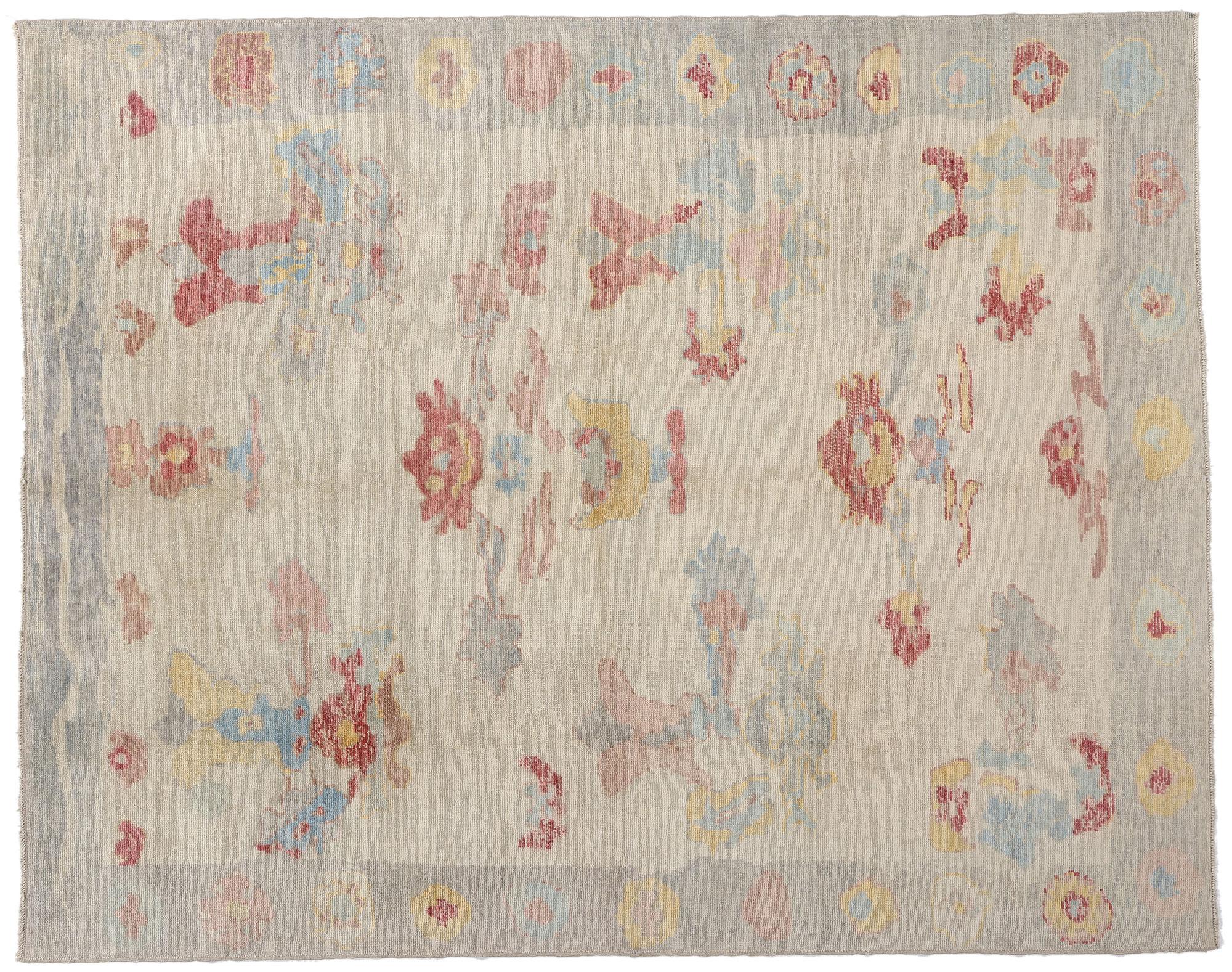 New Modern Biophilic Boho Turkish Oushak Carpet with Contemporary Style im Angebot 2