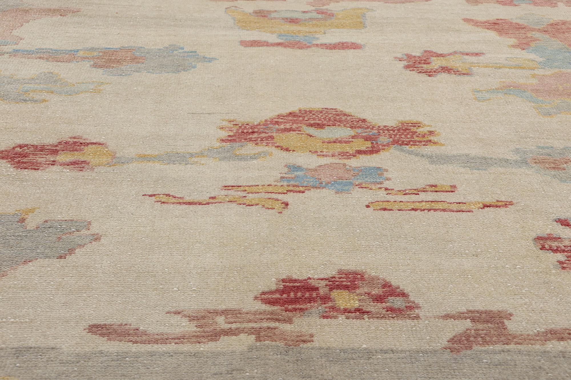 New Modern Biophilic Boho Turkish Oushak Carpet with Contemporary Style (Handgeknüpft) im Angebot