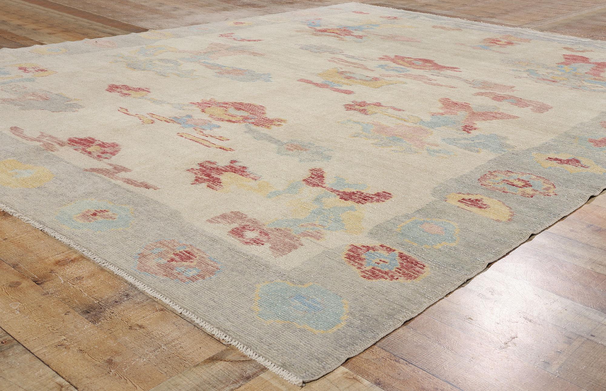 New Modern Biophilic Boho Turkish Oushak Carpet with Contemporary Style (21. Jahrhundert und zeitgenössisch) im Angebot