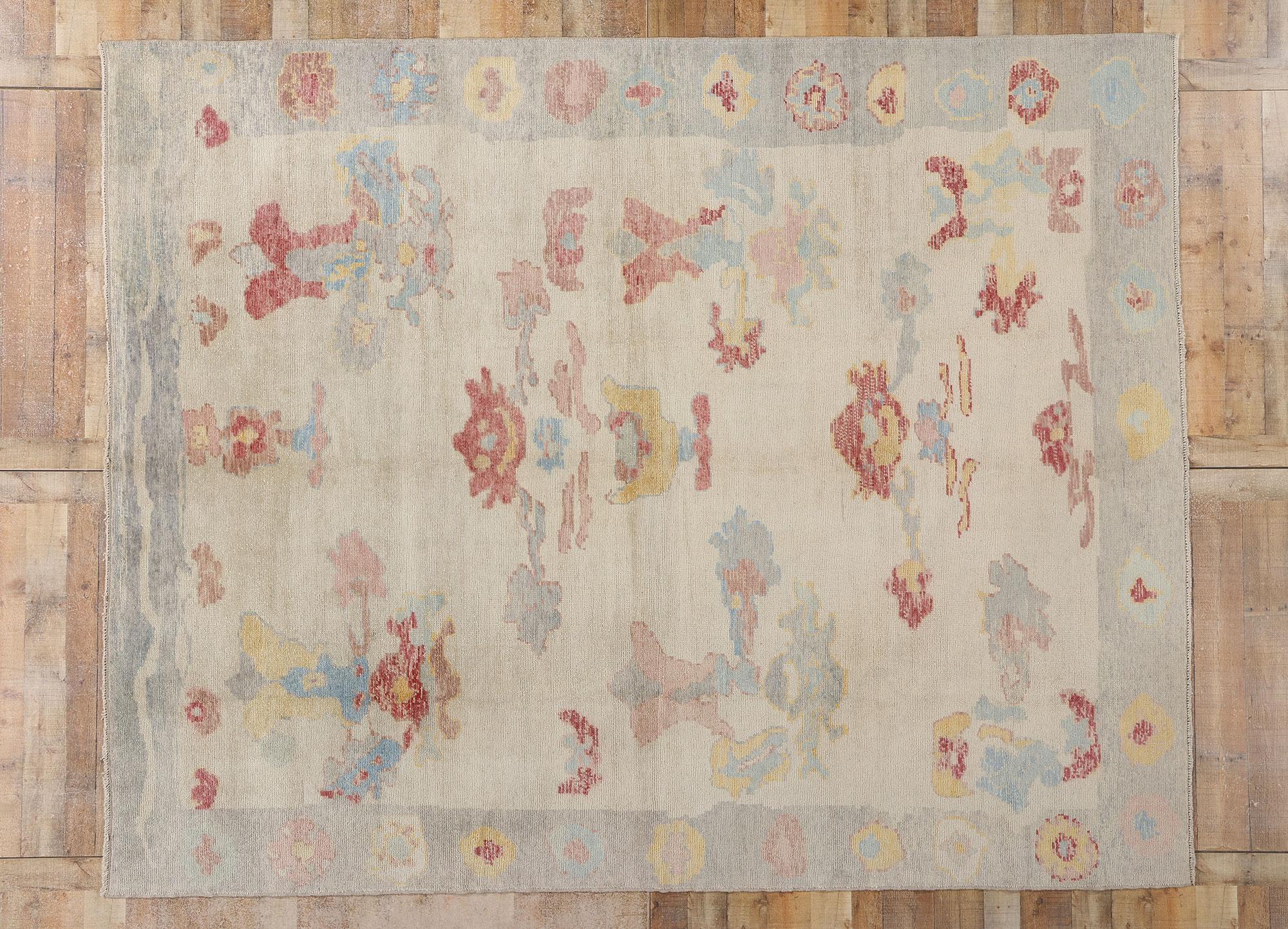 New Modern Biophilic Boho Turkish Oushak Carpet with Contemporary Style im Angebot 1