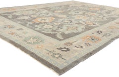 New Modern Blue-Gray Turkish Oushak Rug, 10'03 x 14'00