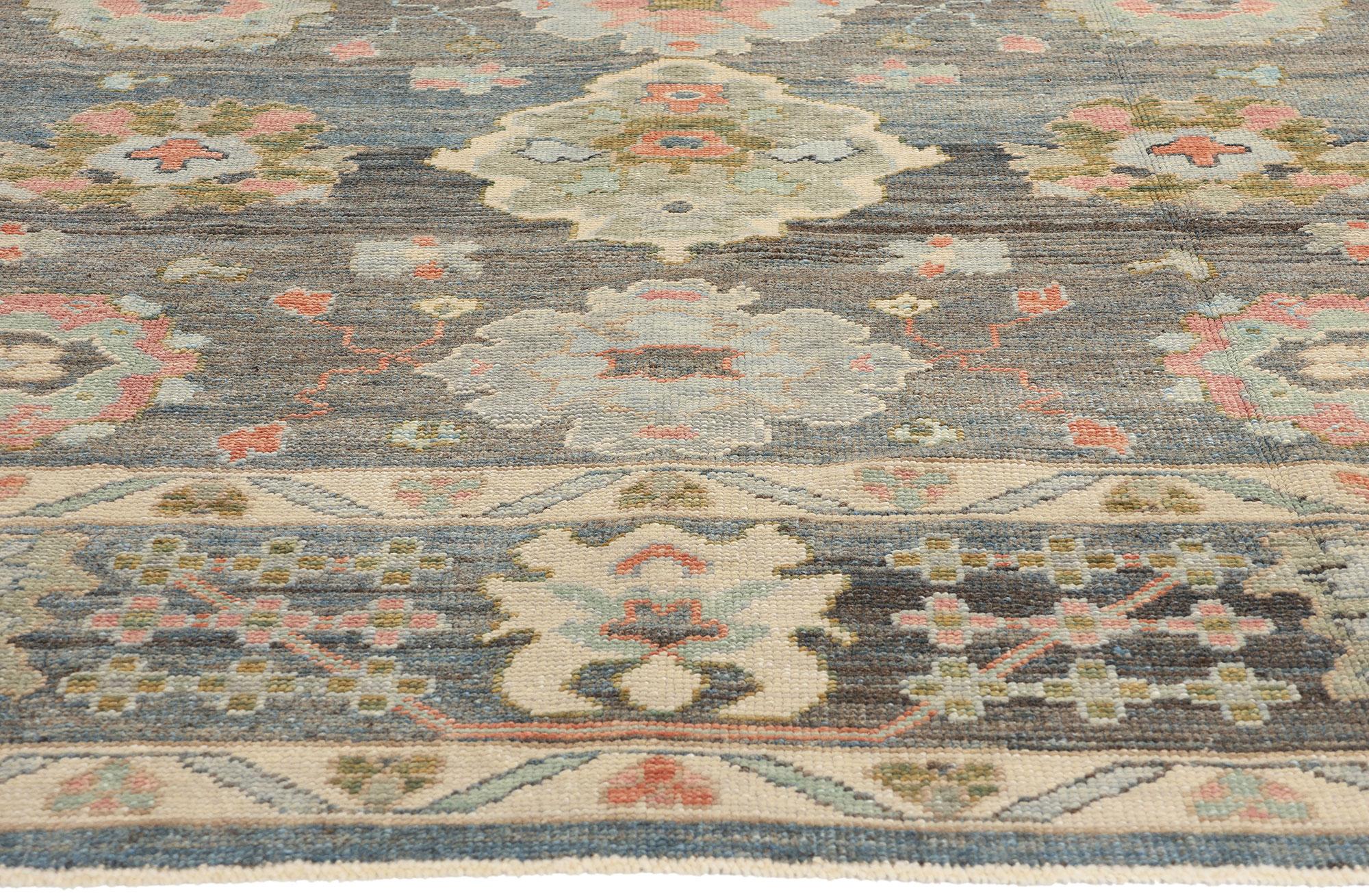 New Modern Blue Grey Turkish Oushak Rug, 08'01 x 09'08 In New Condition For Sale In Dallas, TX