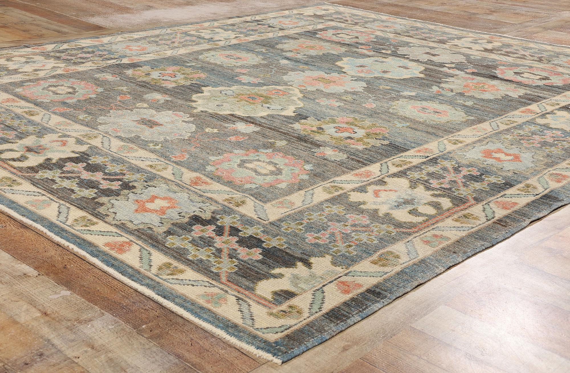 New Modern Blue Grey Turkish Oushak Rug, 08'01 x 09'08 For Sale 1