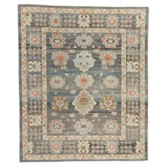 New Modern Blue Grey Turkish Oushak Rug, 08'01 x 09'08