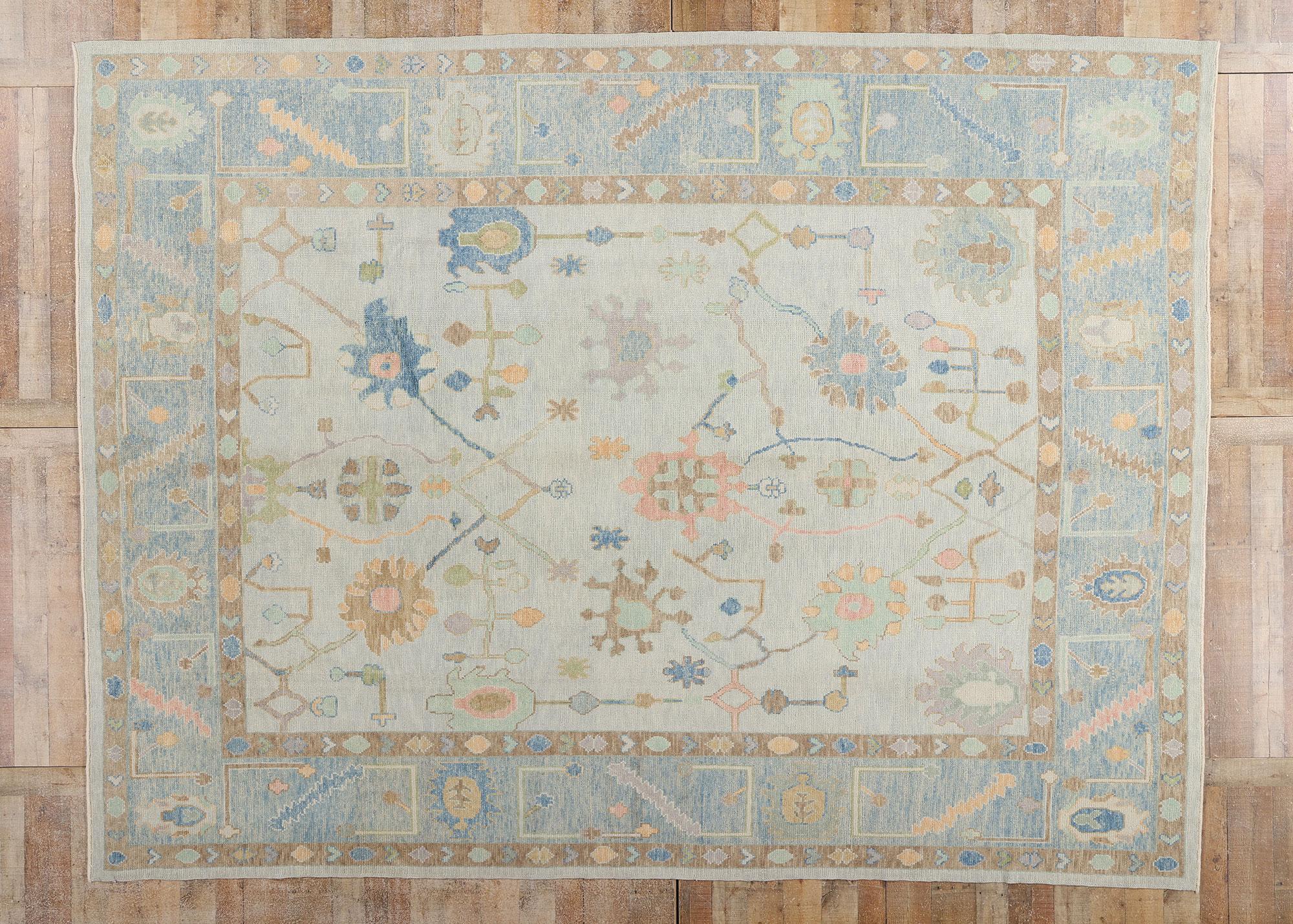 New Modern Blue & Light Gray Turkish Oushak Carpet with Contemporary Style (Nouveau tapis turc Oushak moderne bleu et gris clair de style contemporain) en vente 3