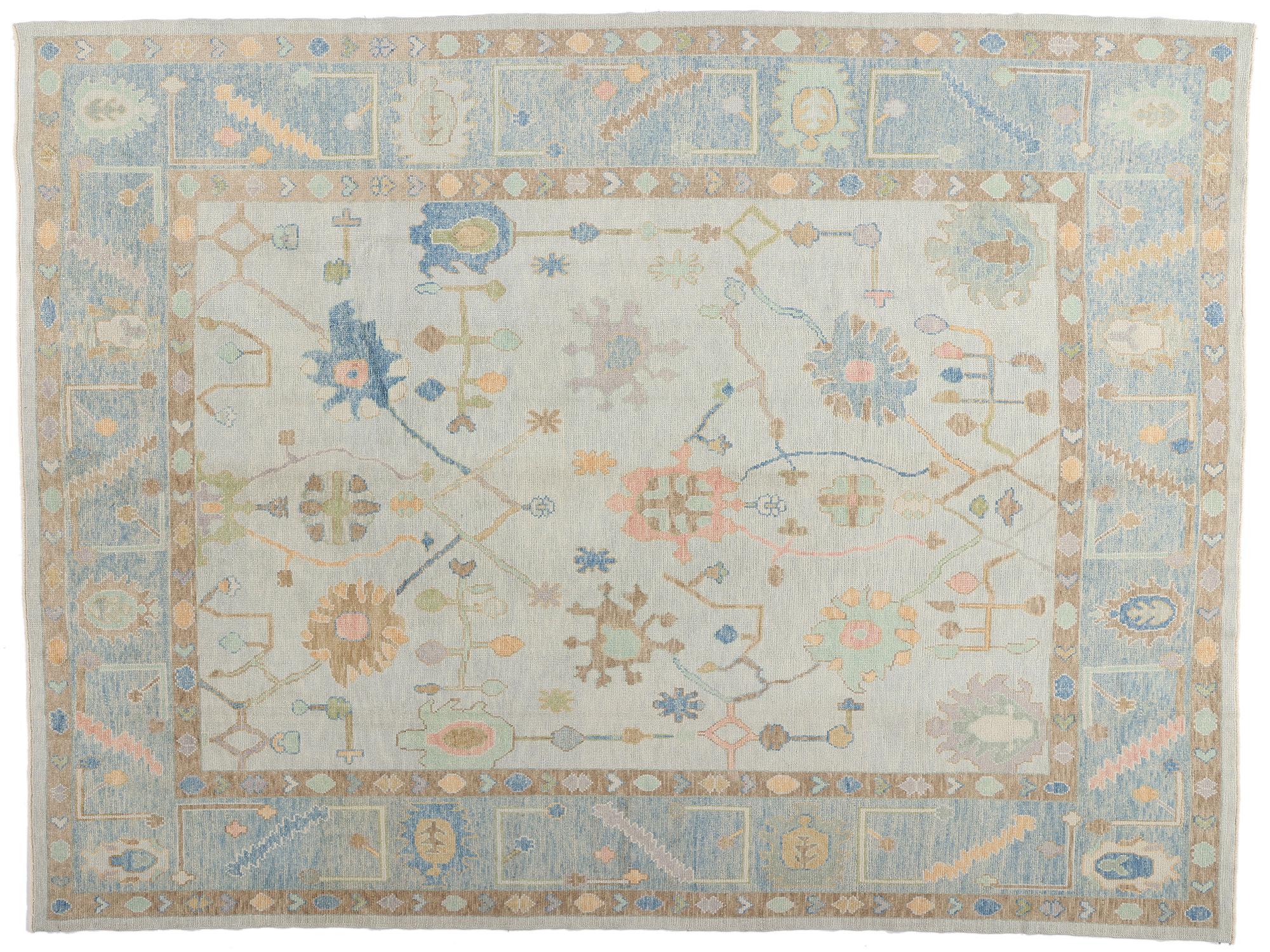 New Modern Blue & Light Gray Turkish Oushak Carpet with Contemporary Style (Nouveau tapis turc Oushak moderne bleu et gris clair de style contemporain) en vente 4