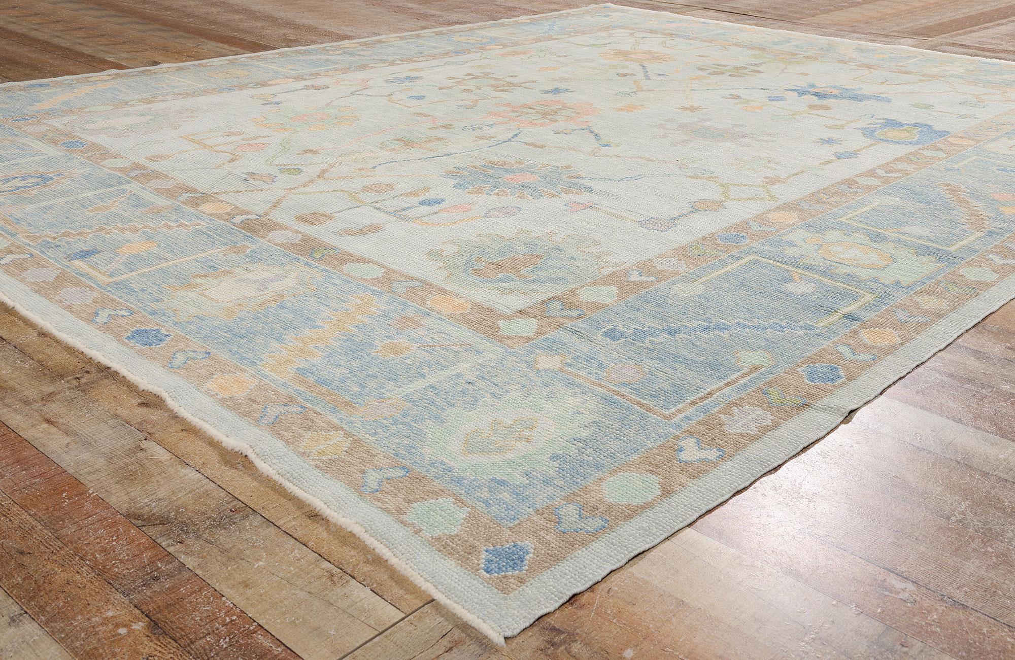 New Modern Blue & Light Gray Turkish Oushak Carpet with Contemporary Style (Nouveau tapis turc Oushak moderne bleu et gris clair de style contemporain) en vente 1