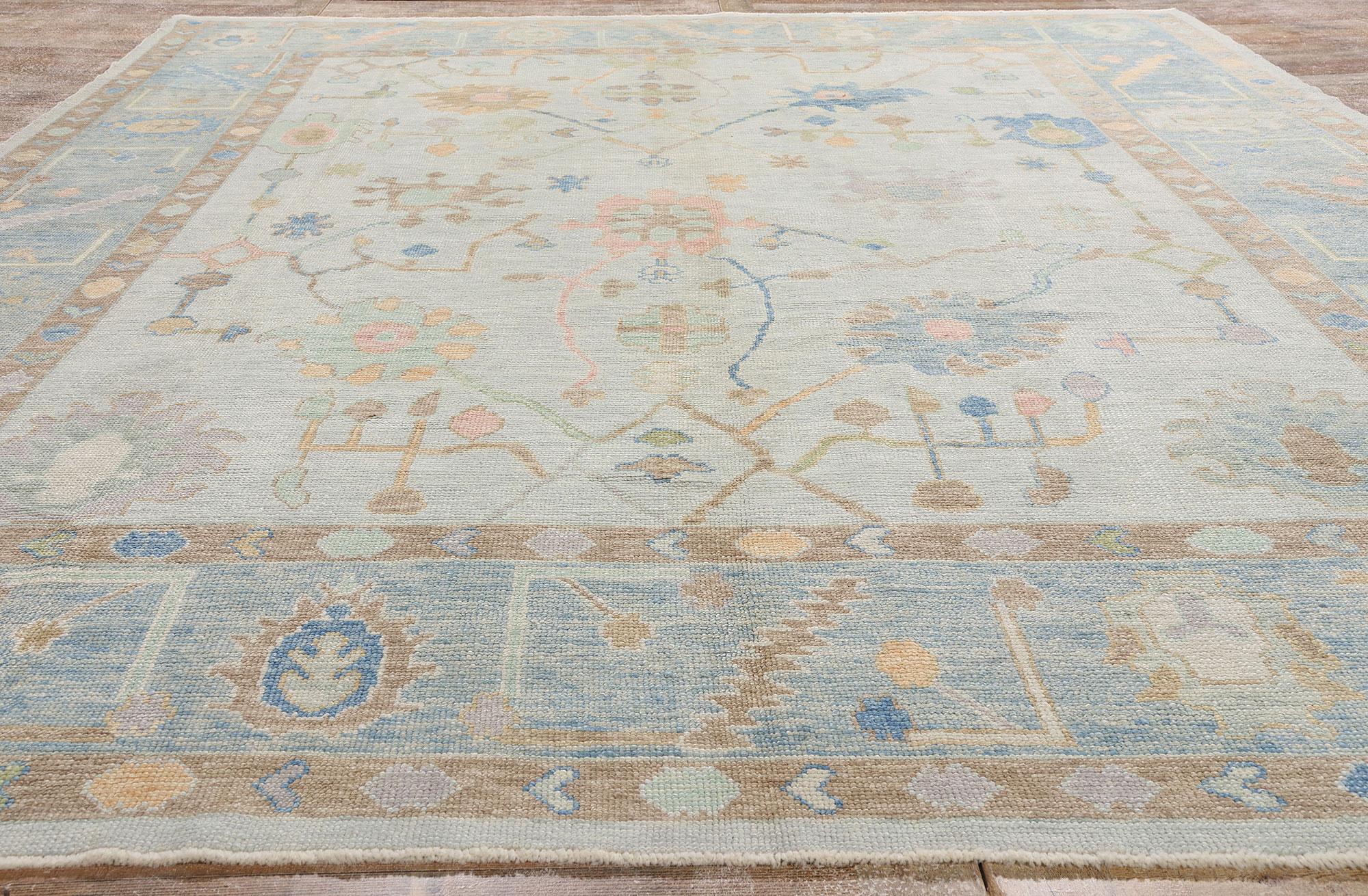 New Modern Blue & Light Gray Turkish Oushak Carpet with Contemporary Style (Nouveau tapis turc Oushak moderne bleu et gris clair de style contemporain) en vente 2