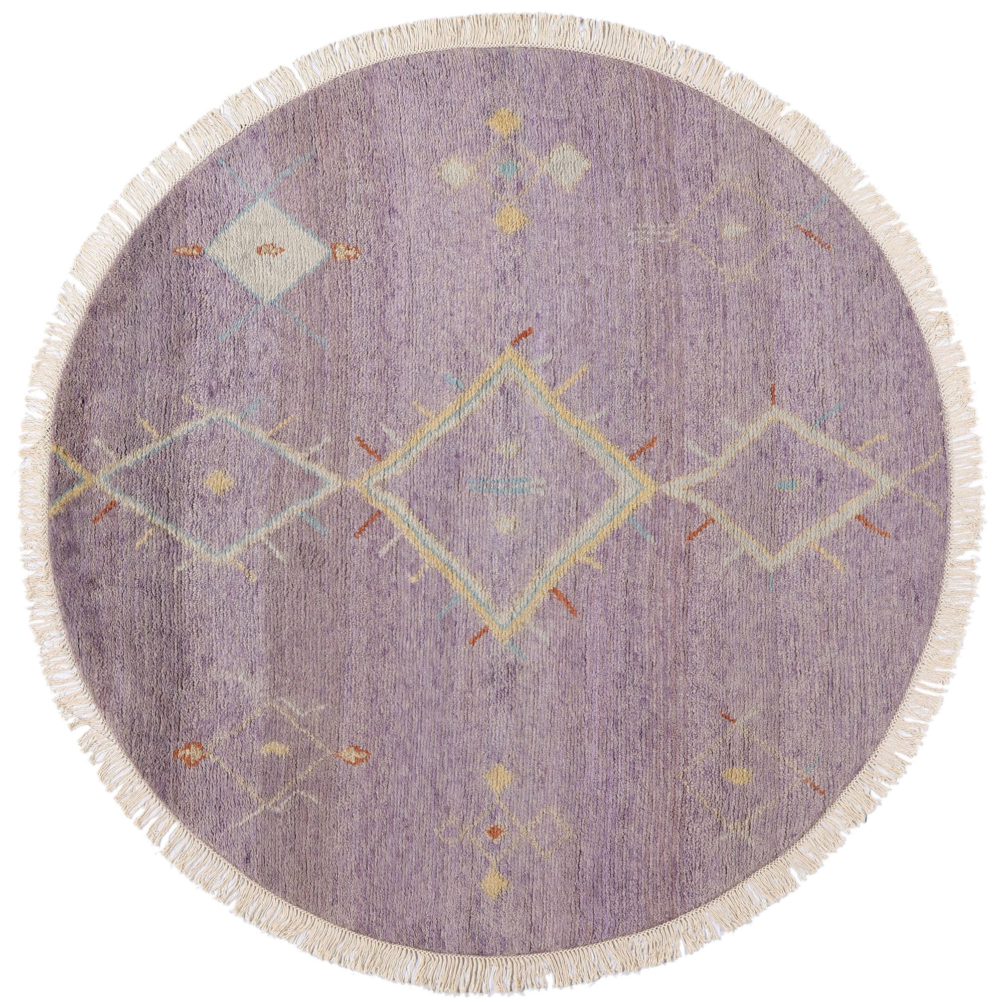 New Modern Boho Amethyst Mirage Round Moroccan Rug, 07'11 x 07'10 For Sale 2