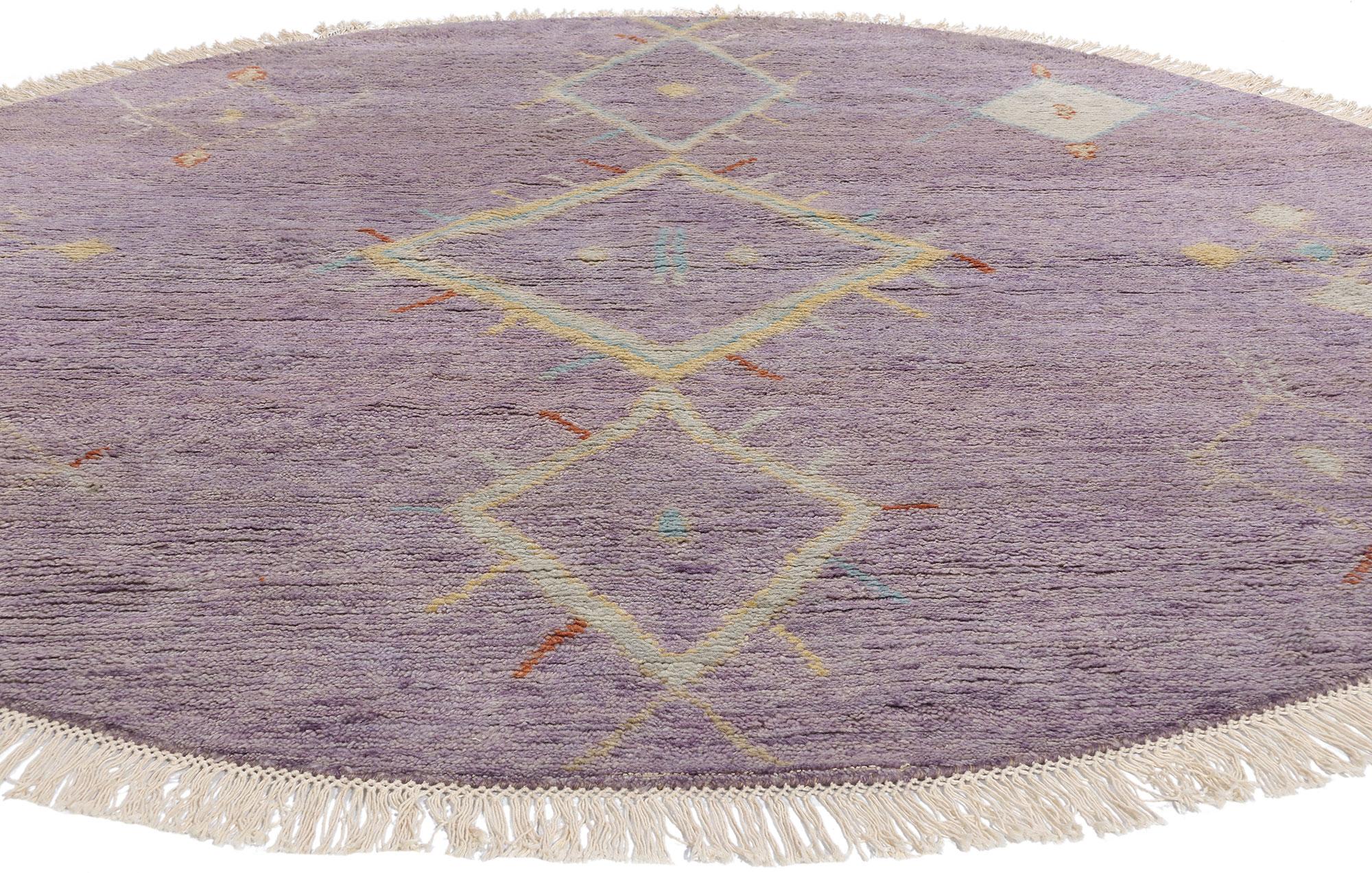 Bohemian New Modern Boho Amethyst Mirage Round Moroccan Rug, 07'11 x 07'10 For Sale