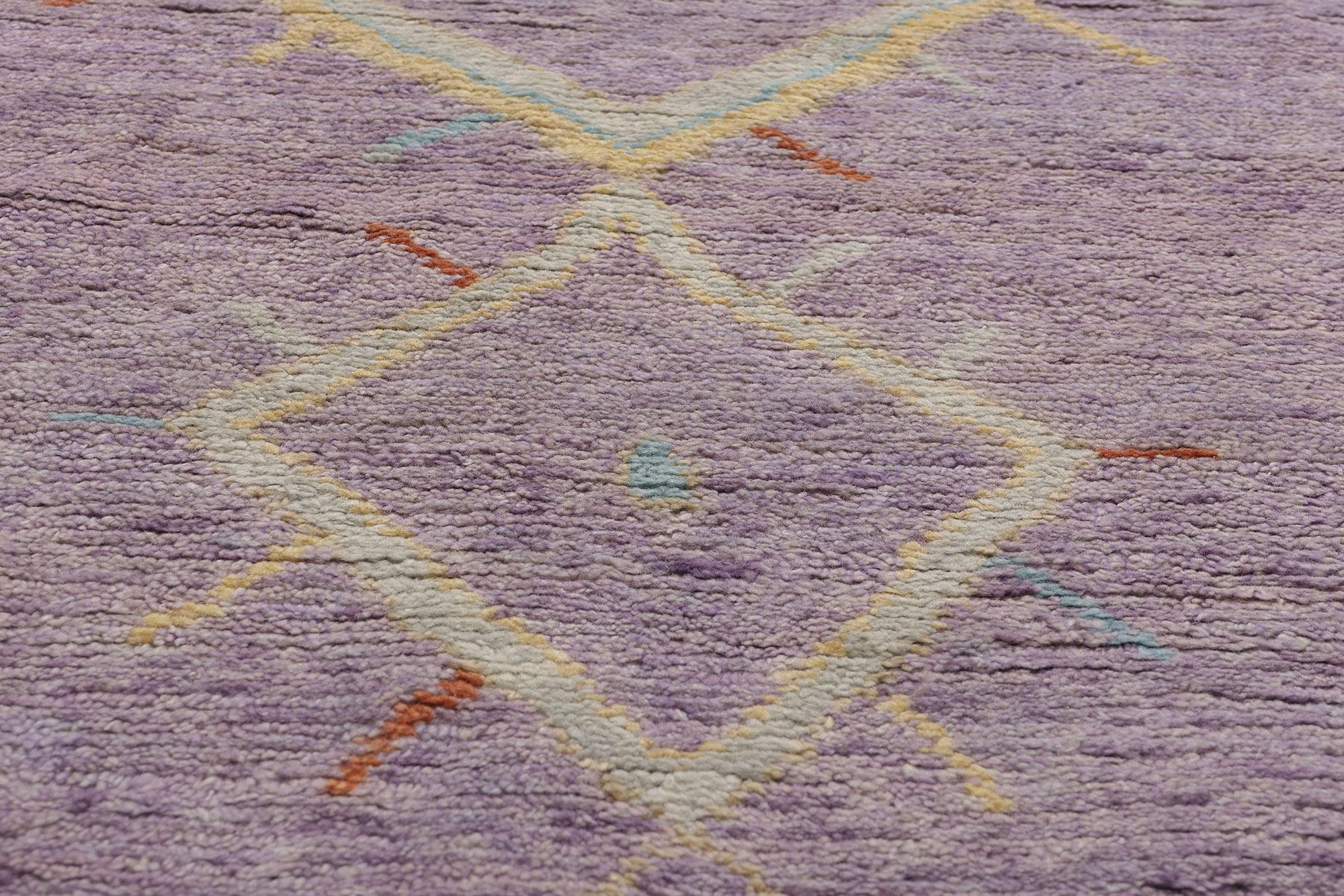 Hand-Knotted New Modern Boho Amethyst Mirage Round Moroccan Rug, 07'11 x 07'10 For Sale