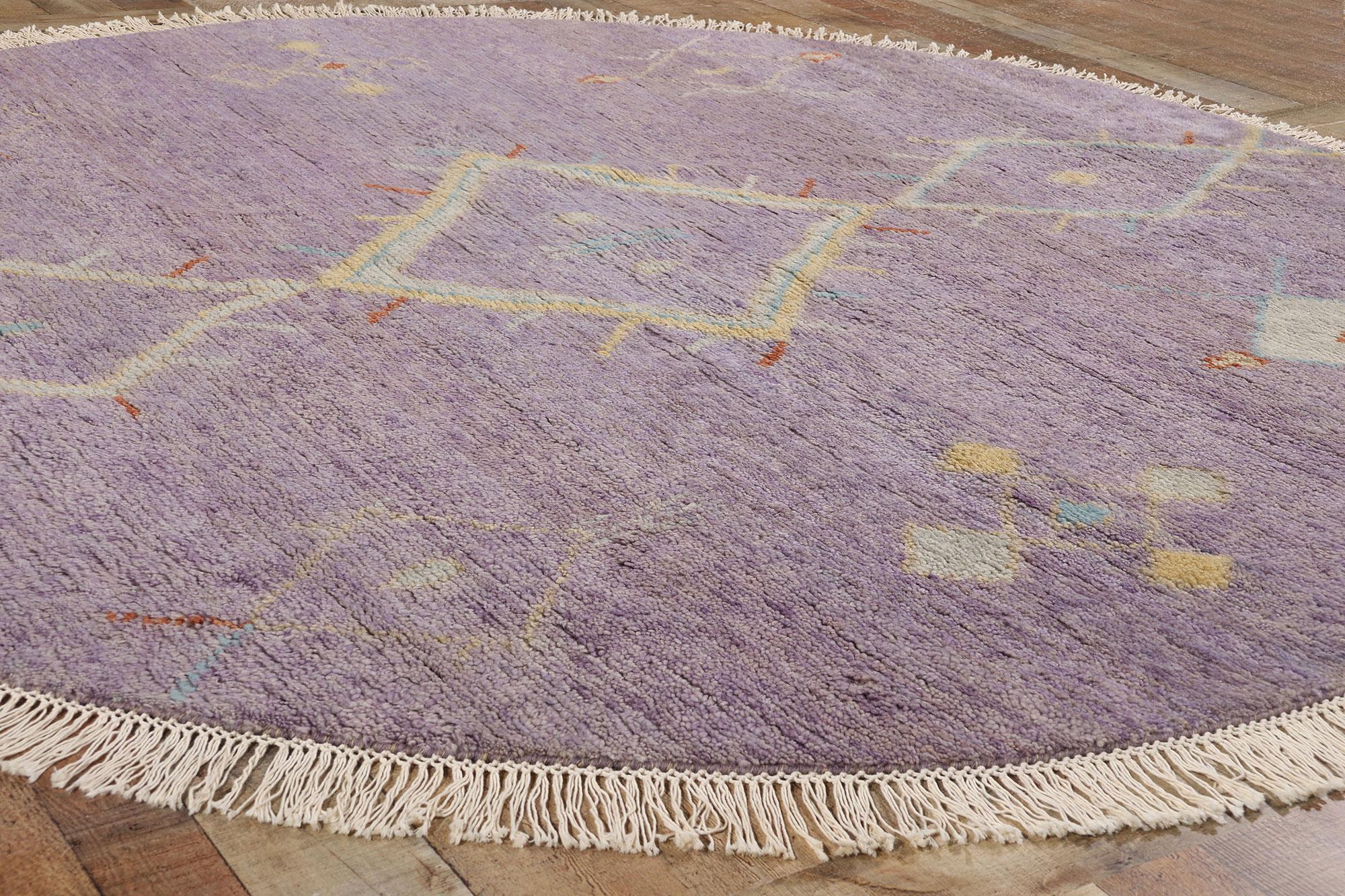 Contemporary New Modern Boho Amethyst Mirage Round Moroccan Rug, 07'11 x 07'10 For Sale