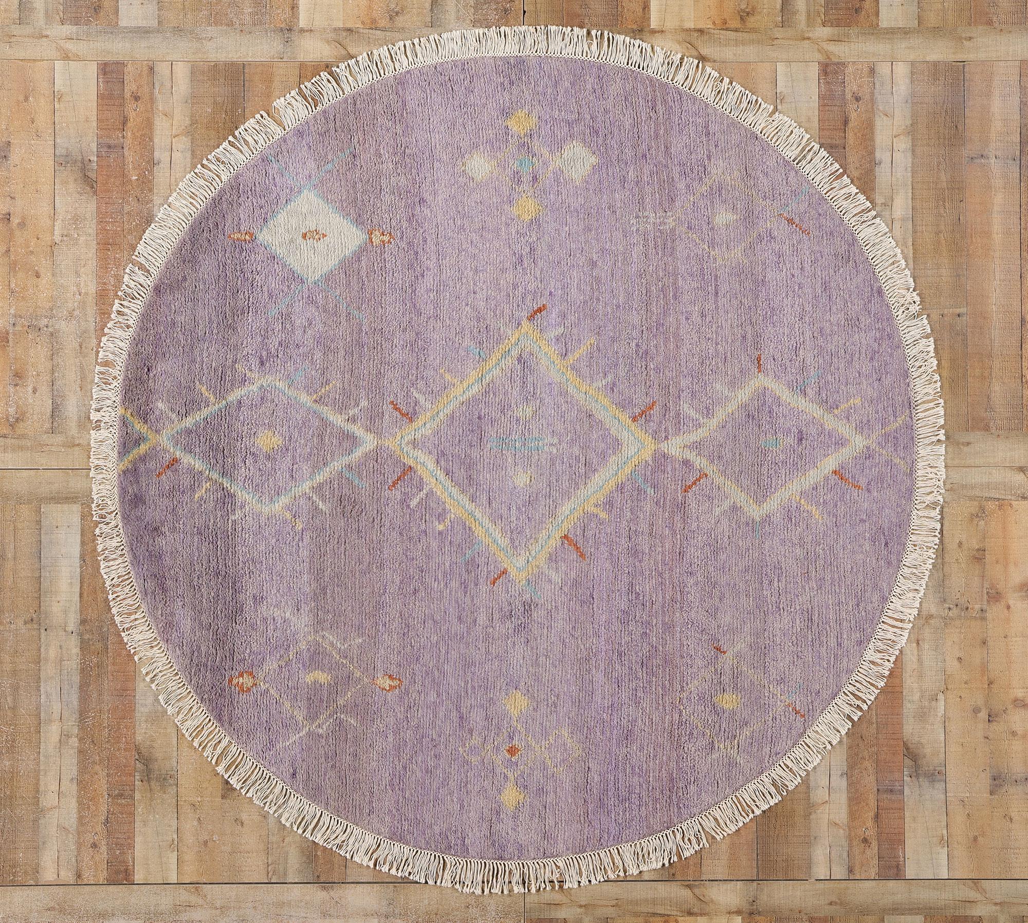 New Modern Boho Amethyst Mirage Round Moroccan Rug, 07'11 x 07'10 For Sale 1
