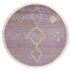 New Modern Boho Amethyst Mirage Round Moroccan Rug, 07'11 x 07'10