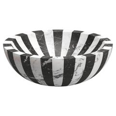 New Modern Bowl in White and Black Marble, Designer Jacopo Simonetti