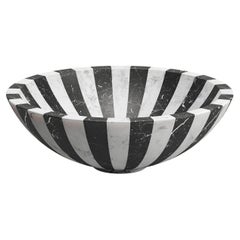 New Modern Bowl in White and Black Marble, Designer Jacopo Simonetti