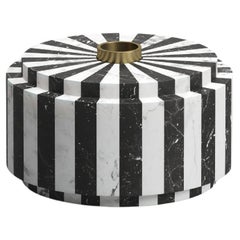 New Modern Candle Holder in White and Black Marble, Designer Jacopo Simonetti