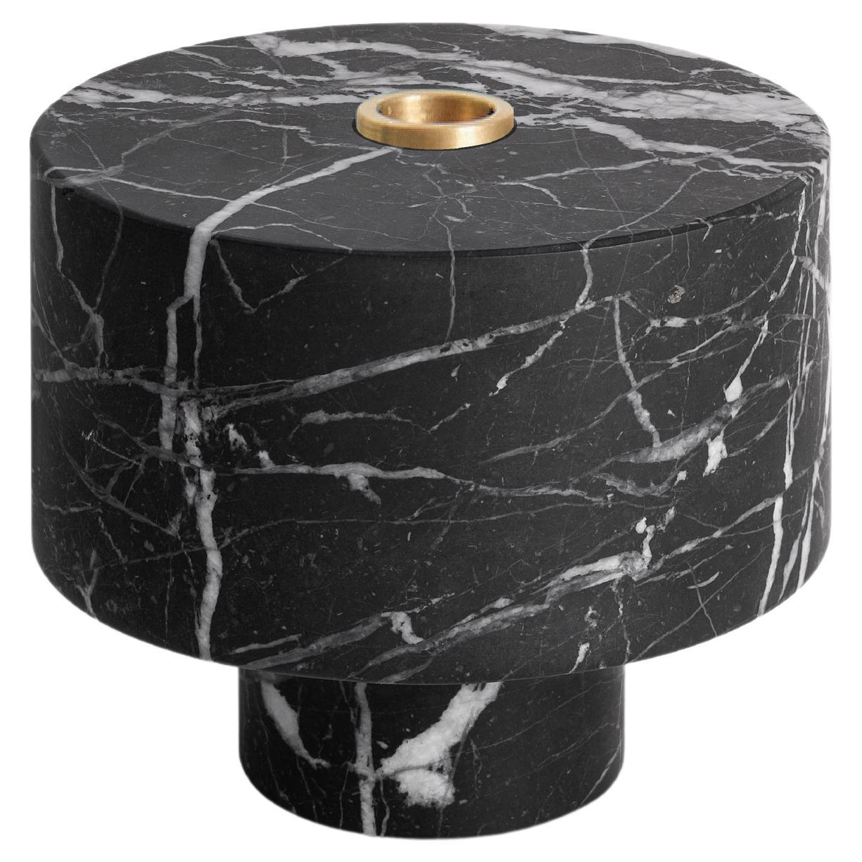 New Modern Candleholder in Black Marble, creator Karen Chekerdjian For Sale