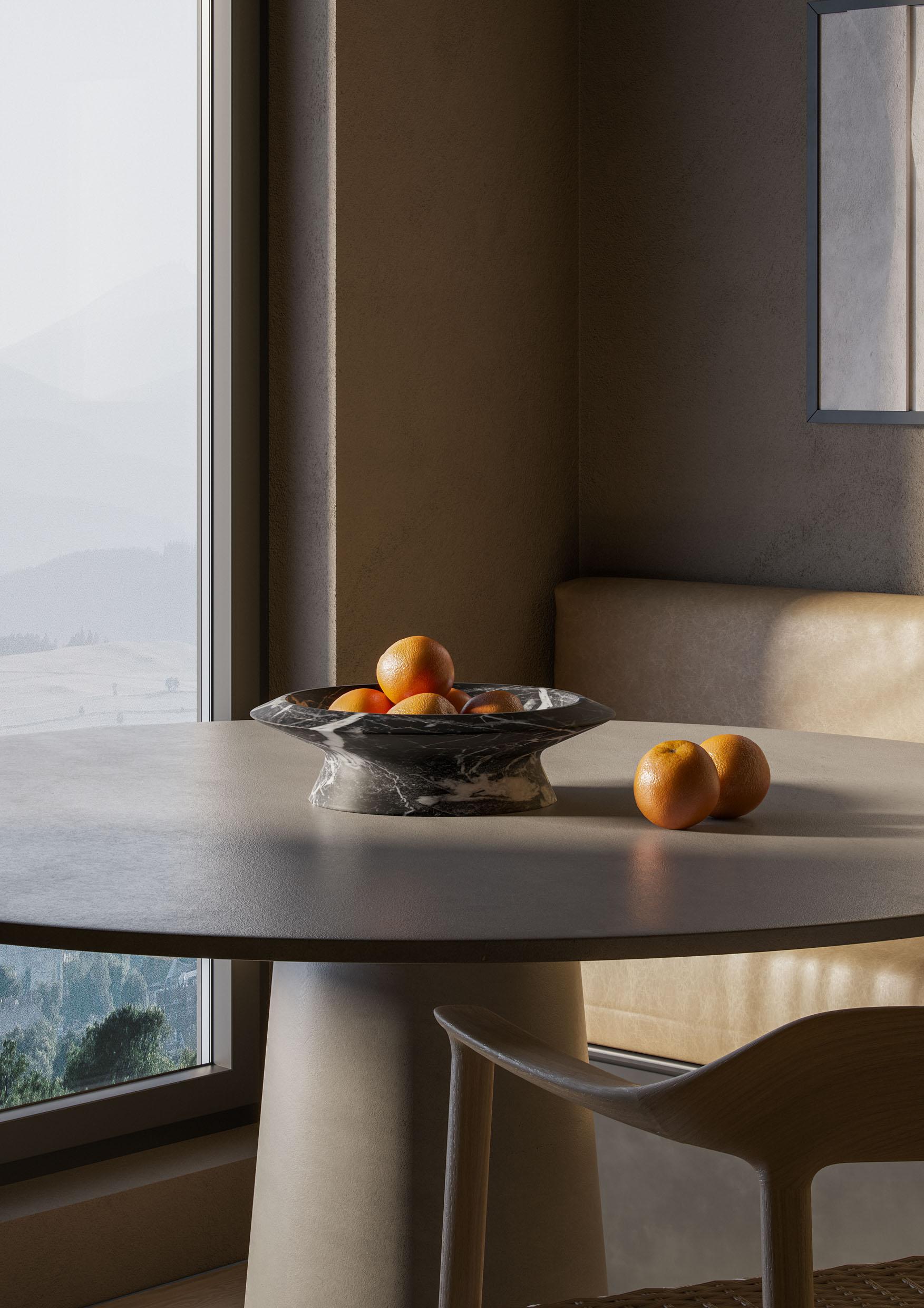 Italian New Modern Centrepiece in Black Antique Marble, Creator Ivan Colominas, STOCK For Sale