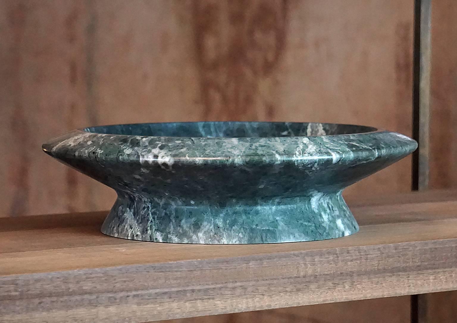 Italian New Modern Centrepiece in Green Guatemala Marble Creator Ivan Colominas STOCK For Sale