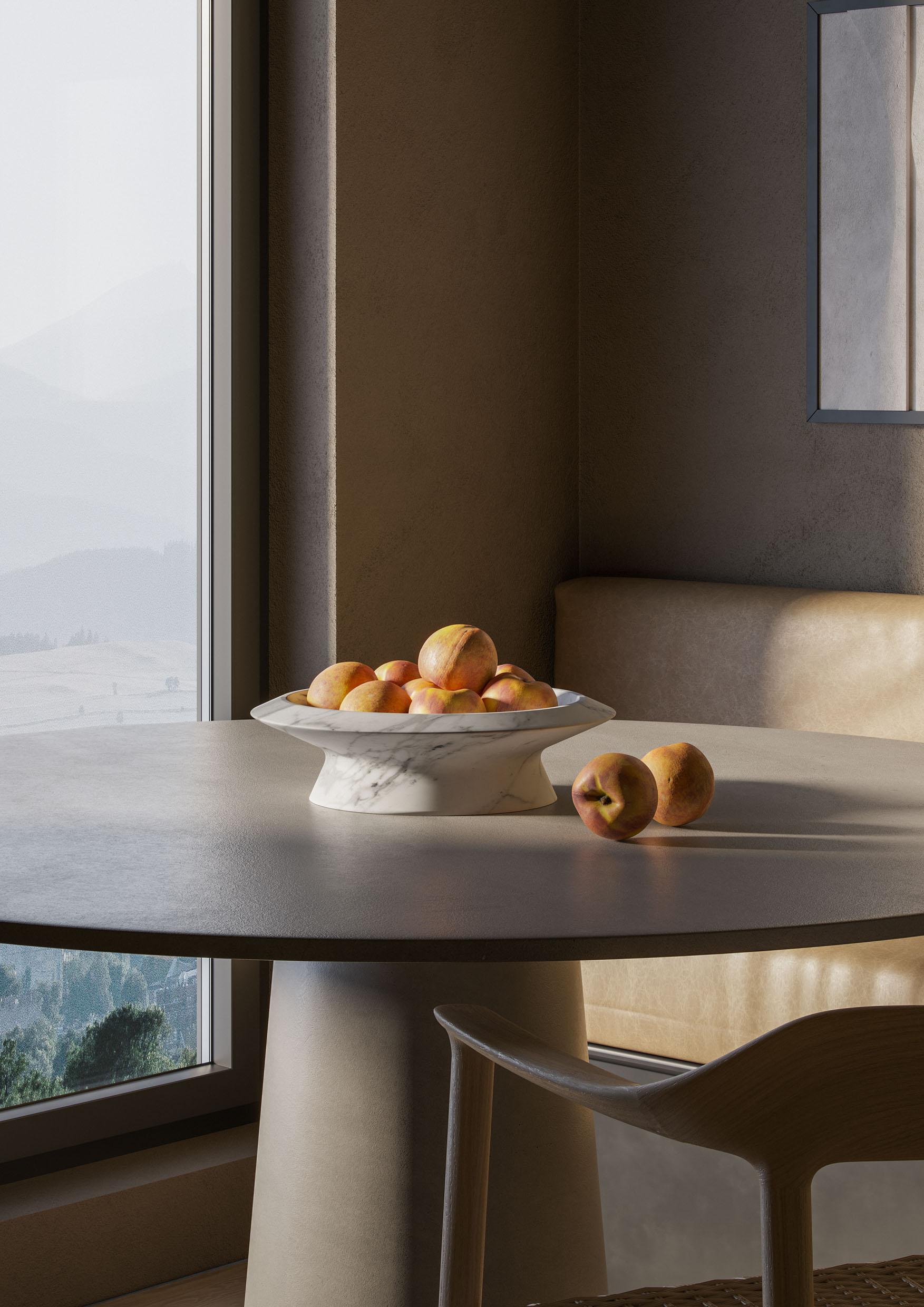 New Modern Centrepiece in White Arabescato Marble Creator Ivan Colominas, Stock In New Condition For Sale In Milan, IT