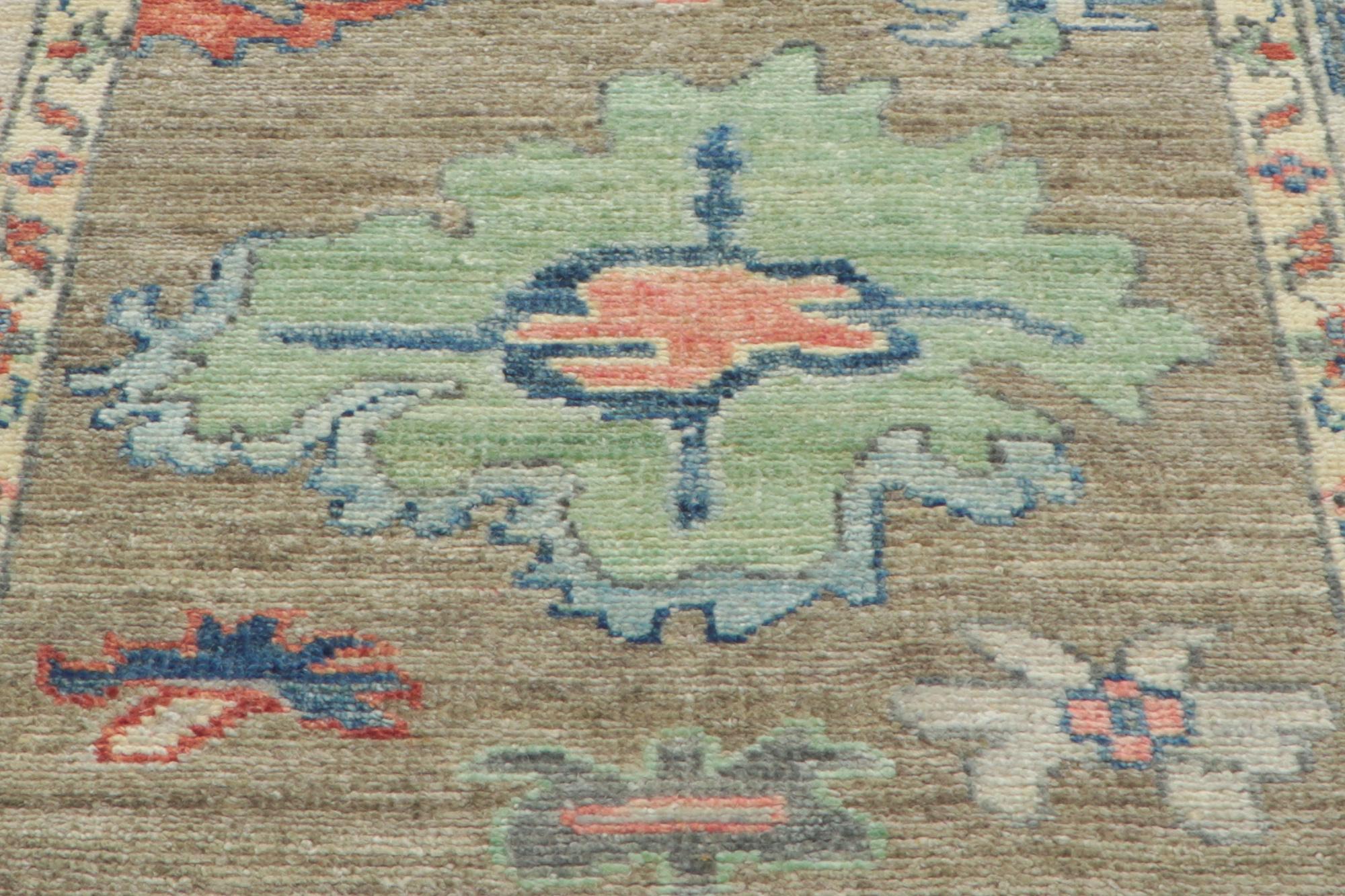 New Modern Colorful Oushak Carpet with Transitional Style For Sale 4