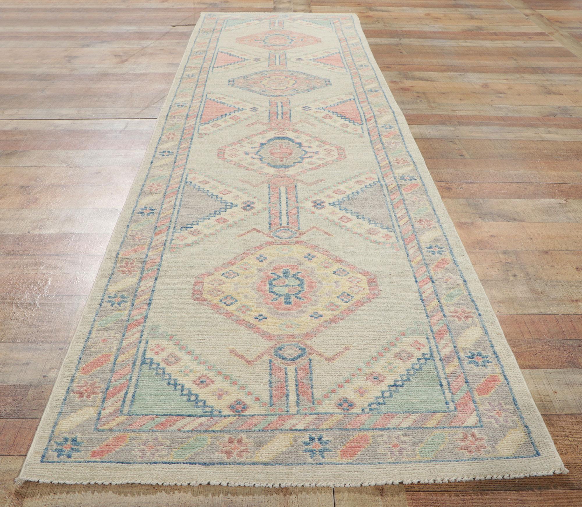New Modern Colorful Oushak Rug with Contemporary Style For Sale 1