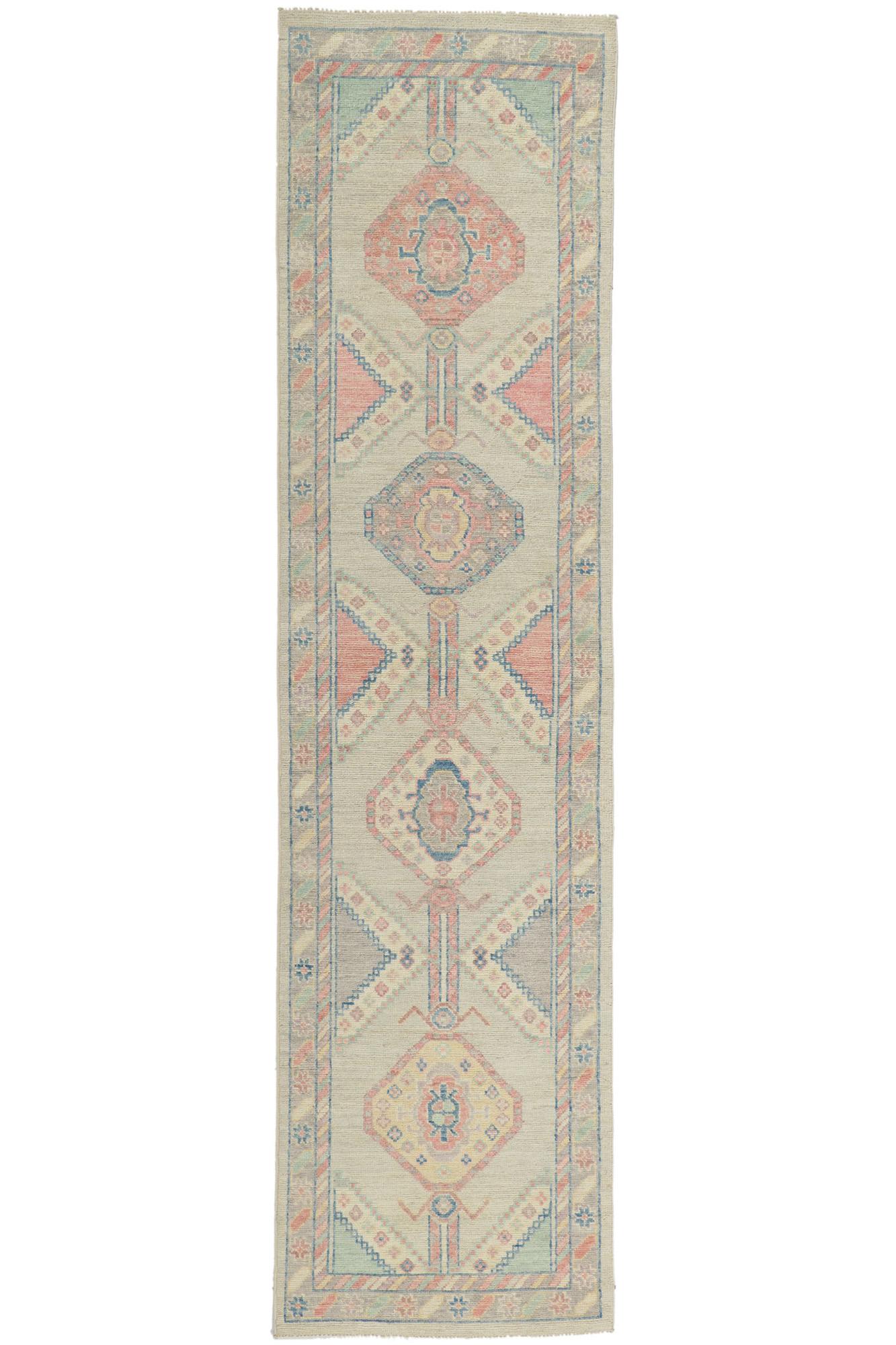 New Modern Colorful Oushak Rug with Contemporary Style For Sale 2