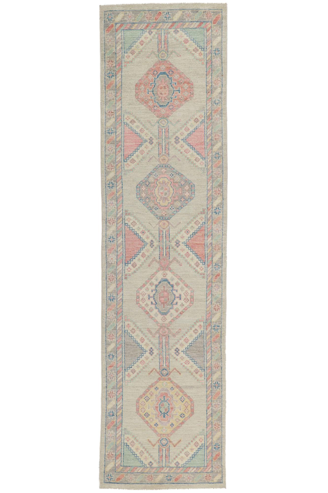 New Modern Colorful Oushak Rug with Contemporary Style For Sale 3