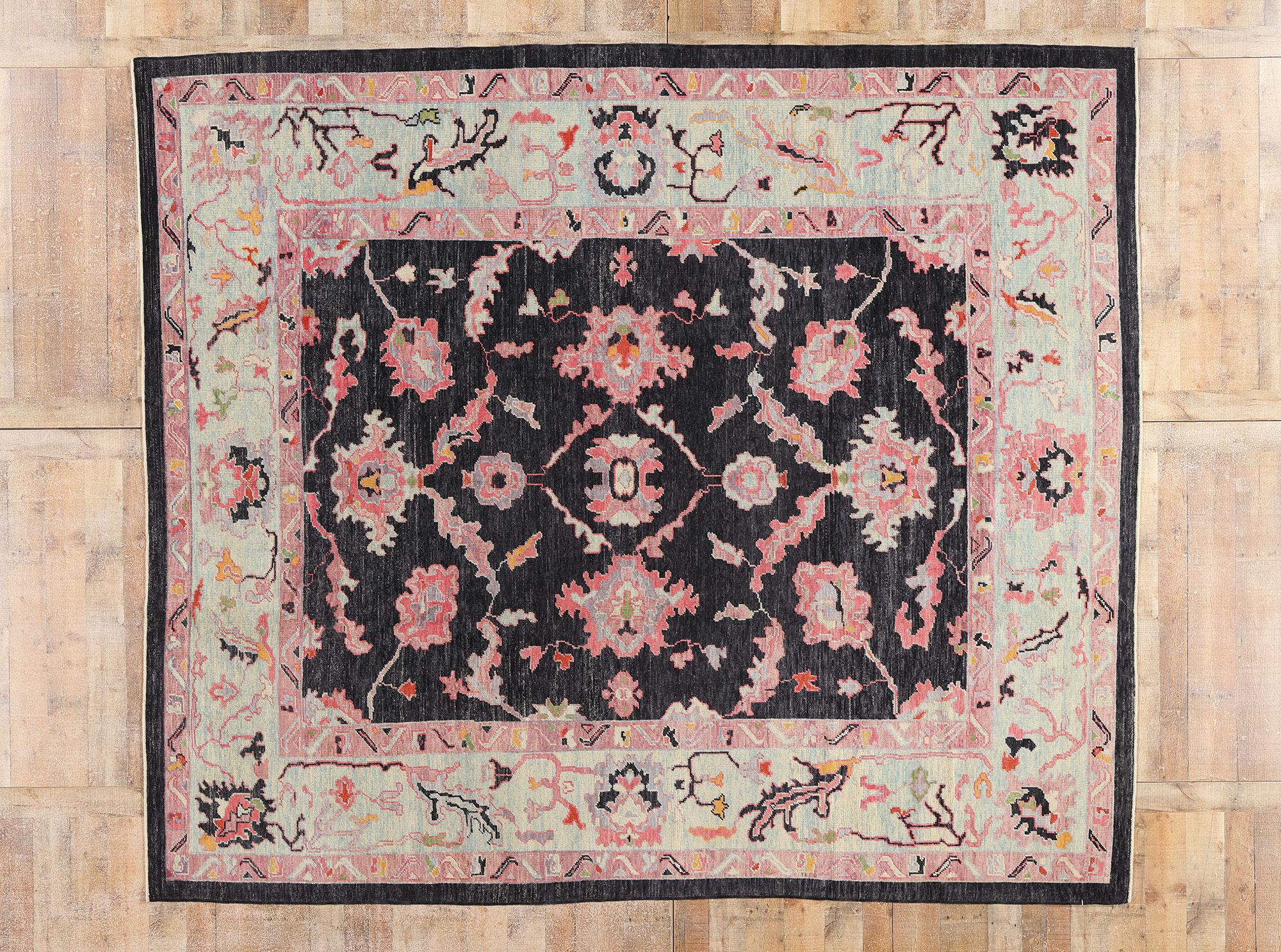 New Contemporary Bunte Türkische Oushak Teppich, 09'07 x 11'01 im Angebot 4