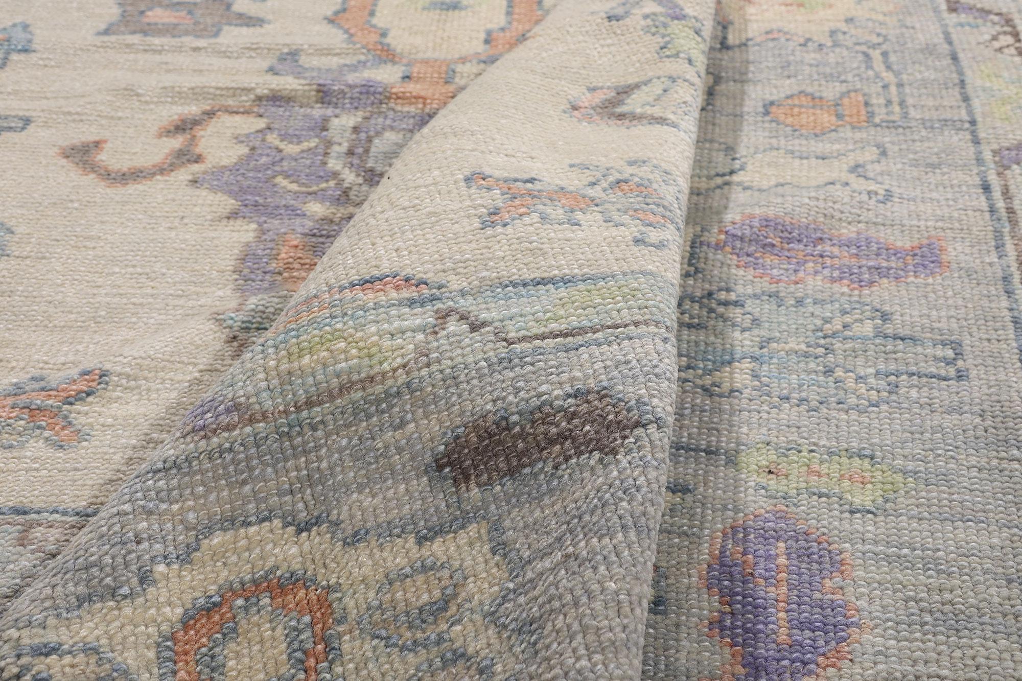 New Modern Colorful Turkish Oushak Carpet with Contemporary Style For Sale 5